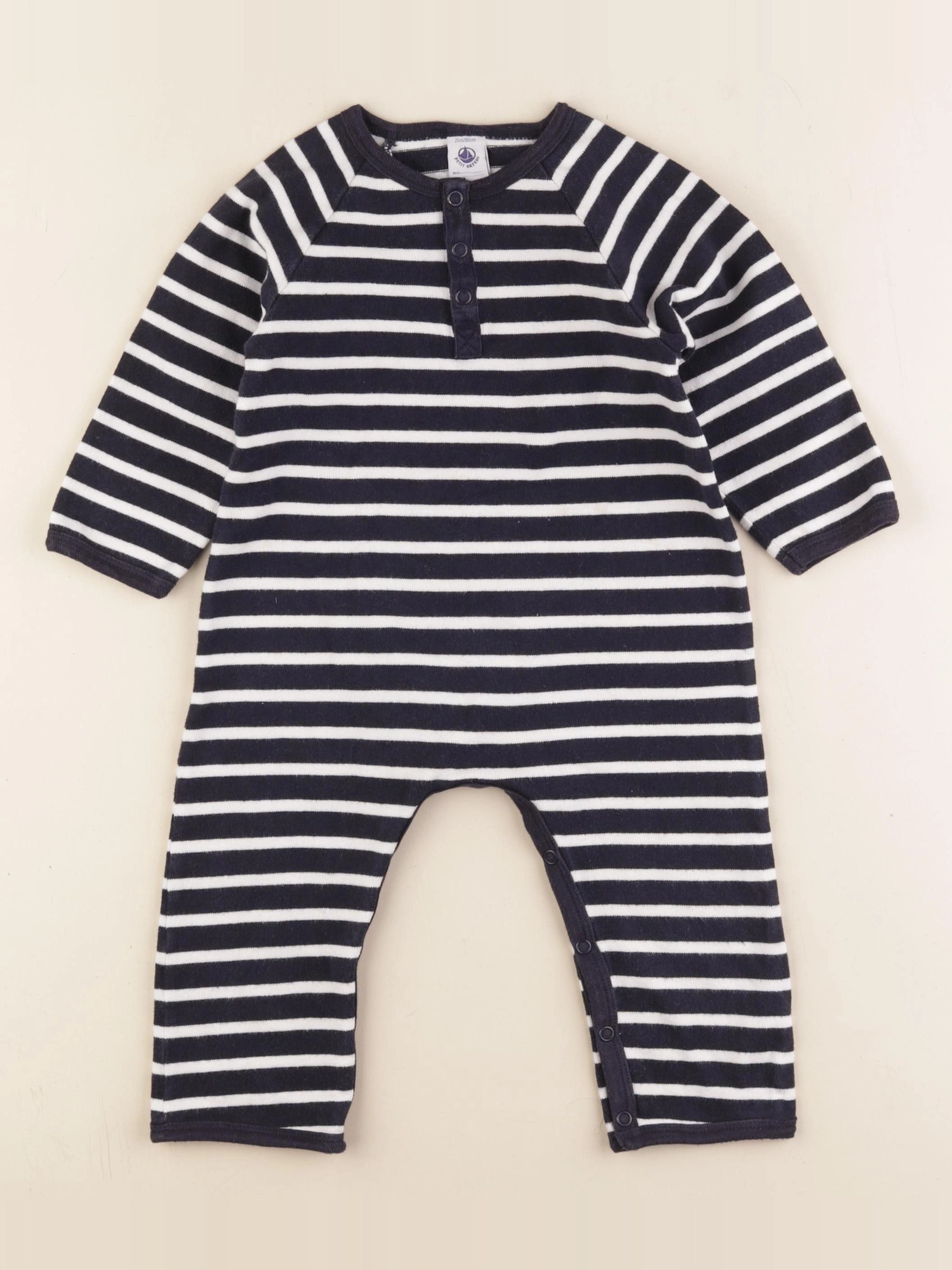 Petit Bateau - combinaison blanc, bleu - 24 mois