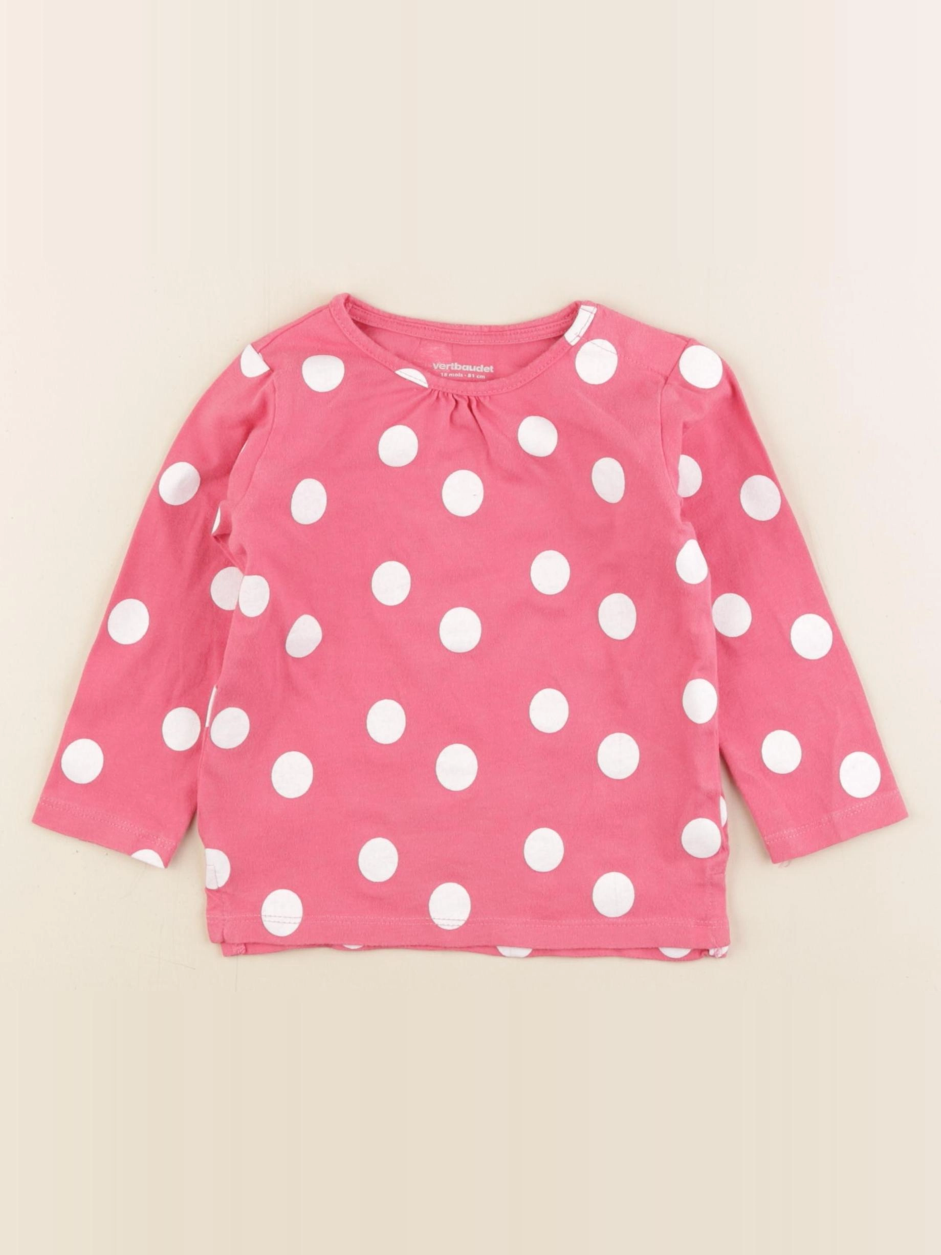 Vertbaudet - tee-shirt rose, blanc - 18 mois