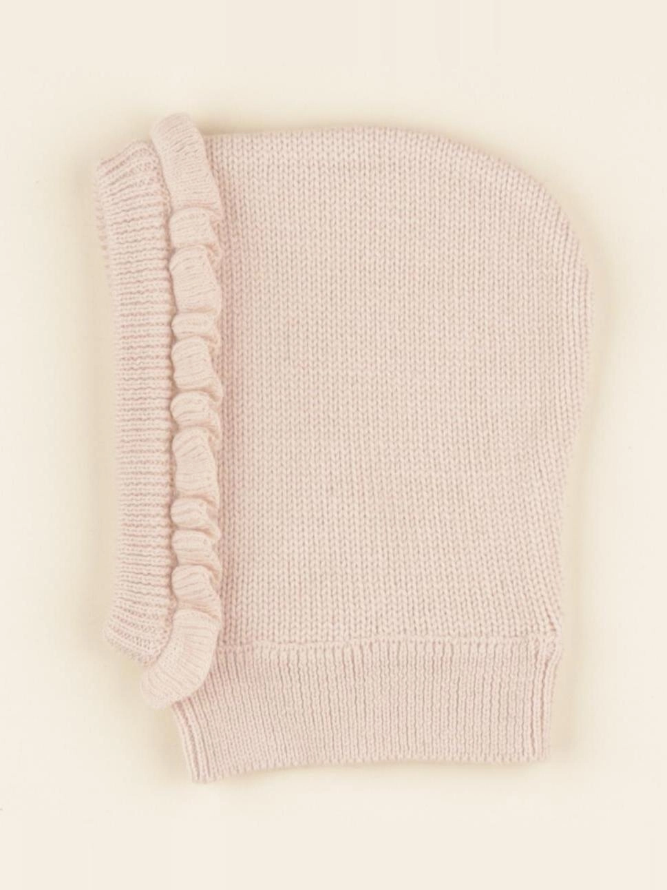 Lililotte - cagoule Ambre tricot rose poudré - 0/6 mois