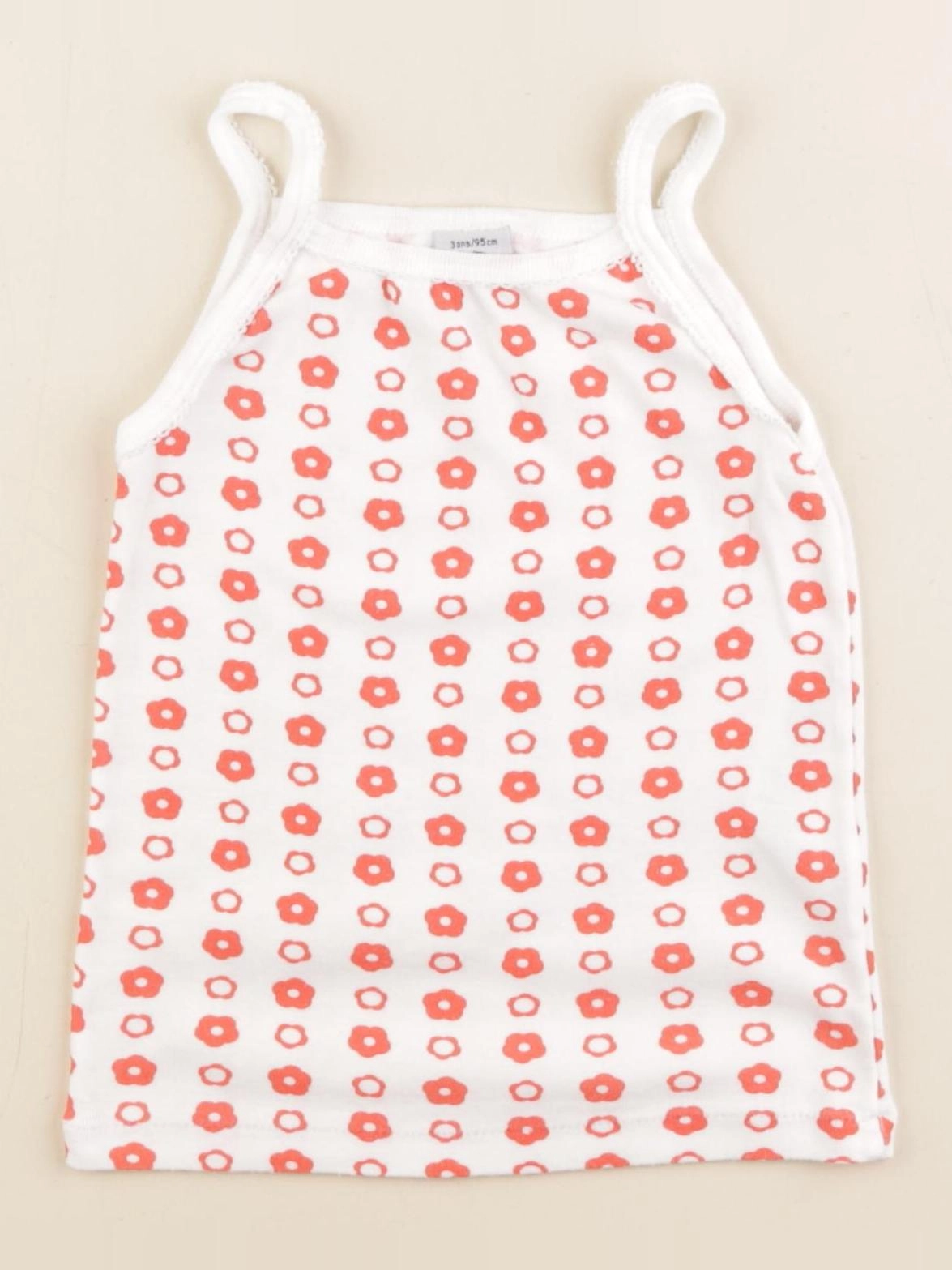 Petit Bateau - maillot de corps blanc, rouge - 3 ans