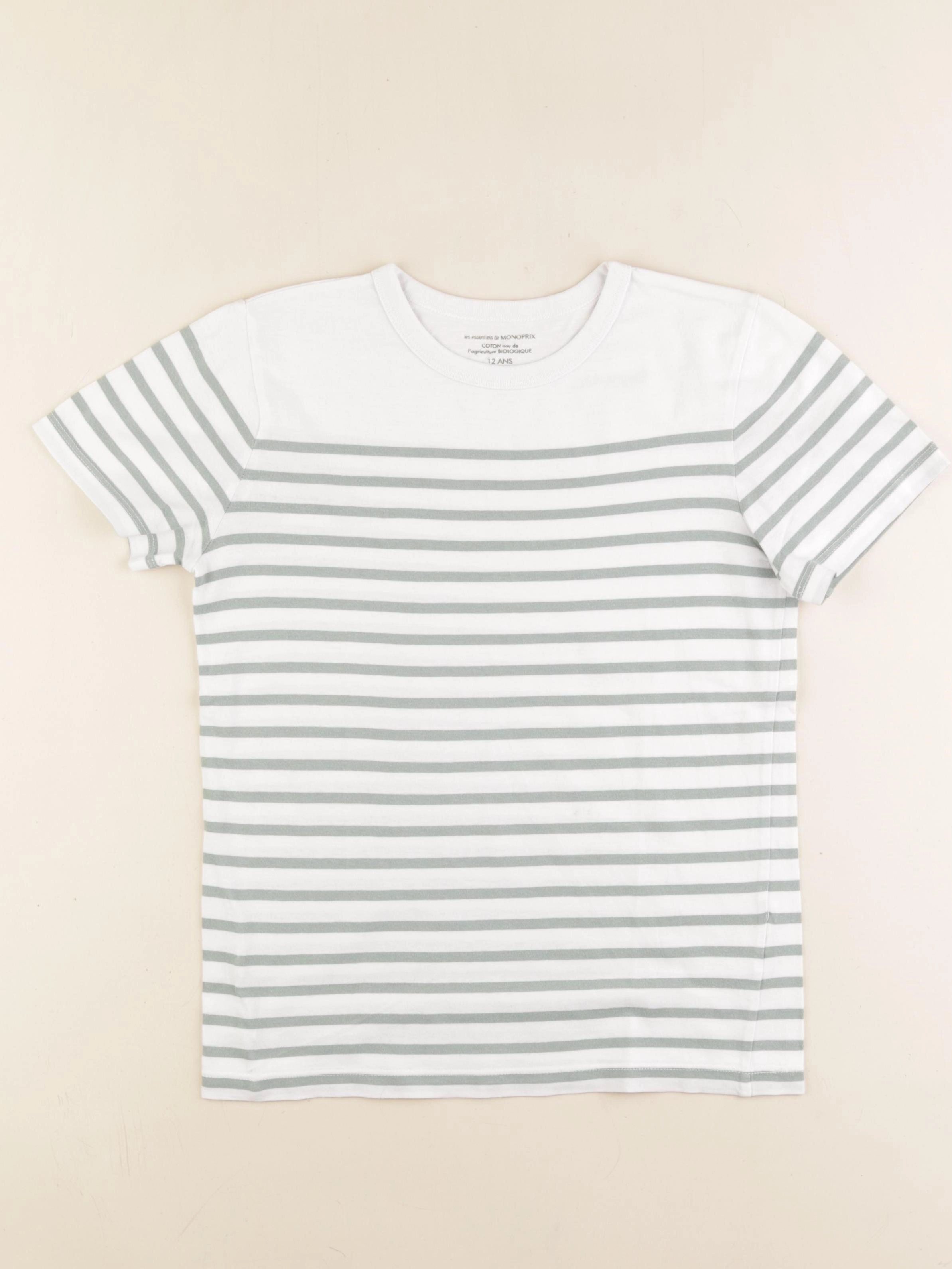 Monoprix - tee-shirt blanc, vert - 12 ans