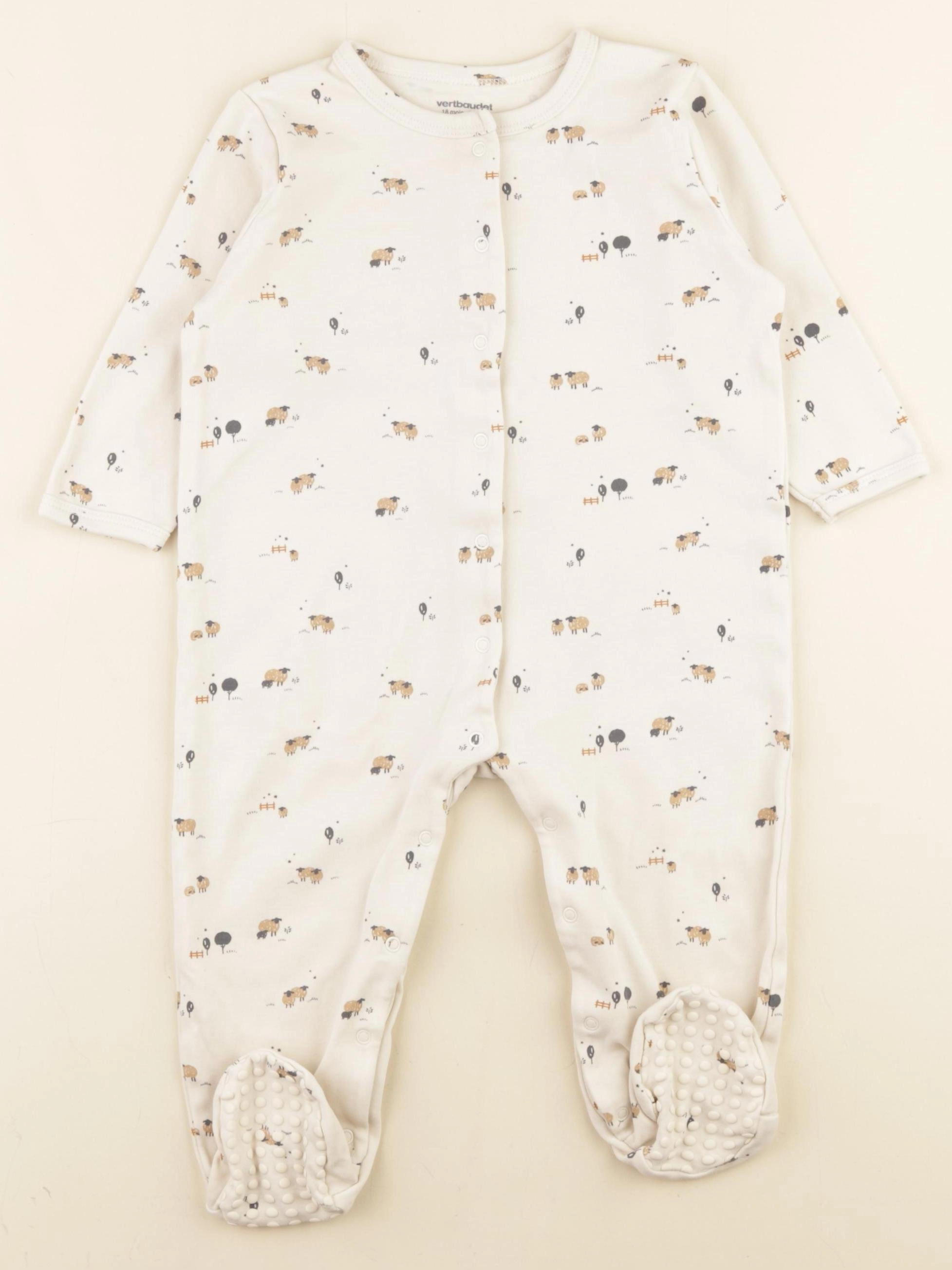 Vertbaudet - pyjama coton beige - 18 mois