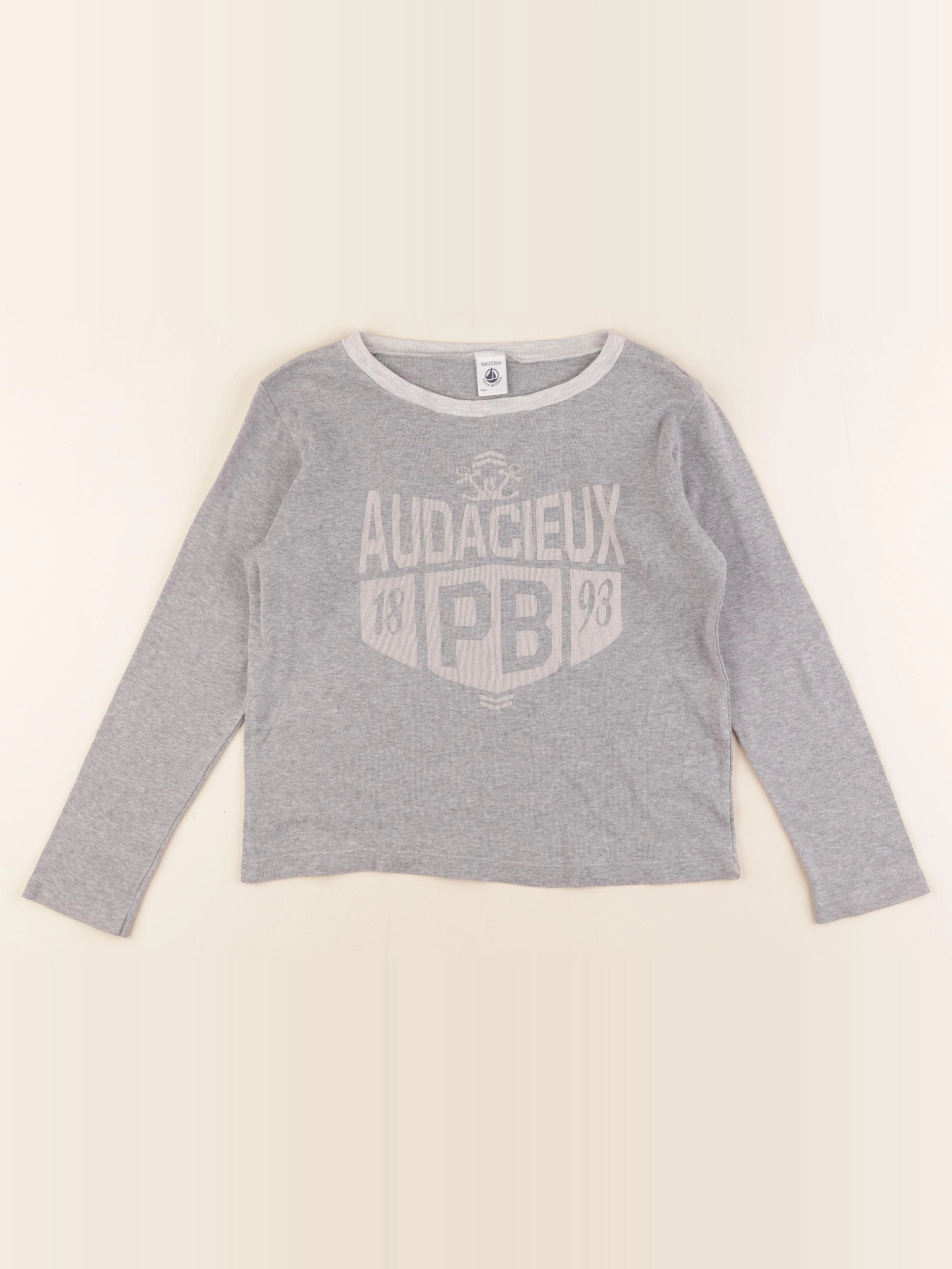Petit Bateau - tee-shirt gris - 8 ans