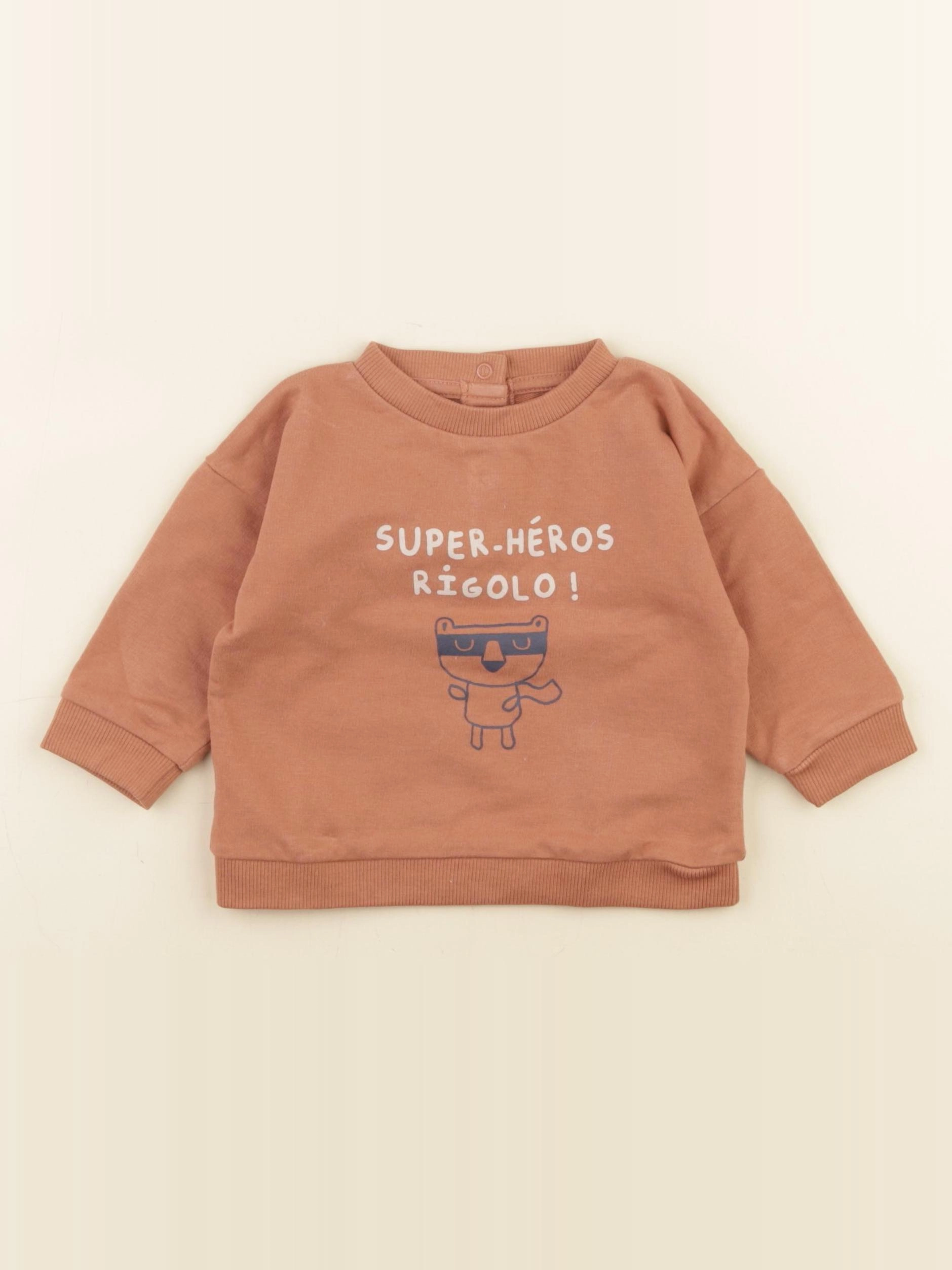 Vertbaudet - sweat orange - 6 mois