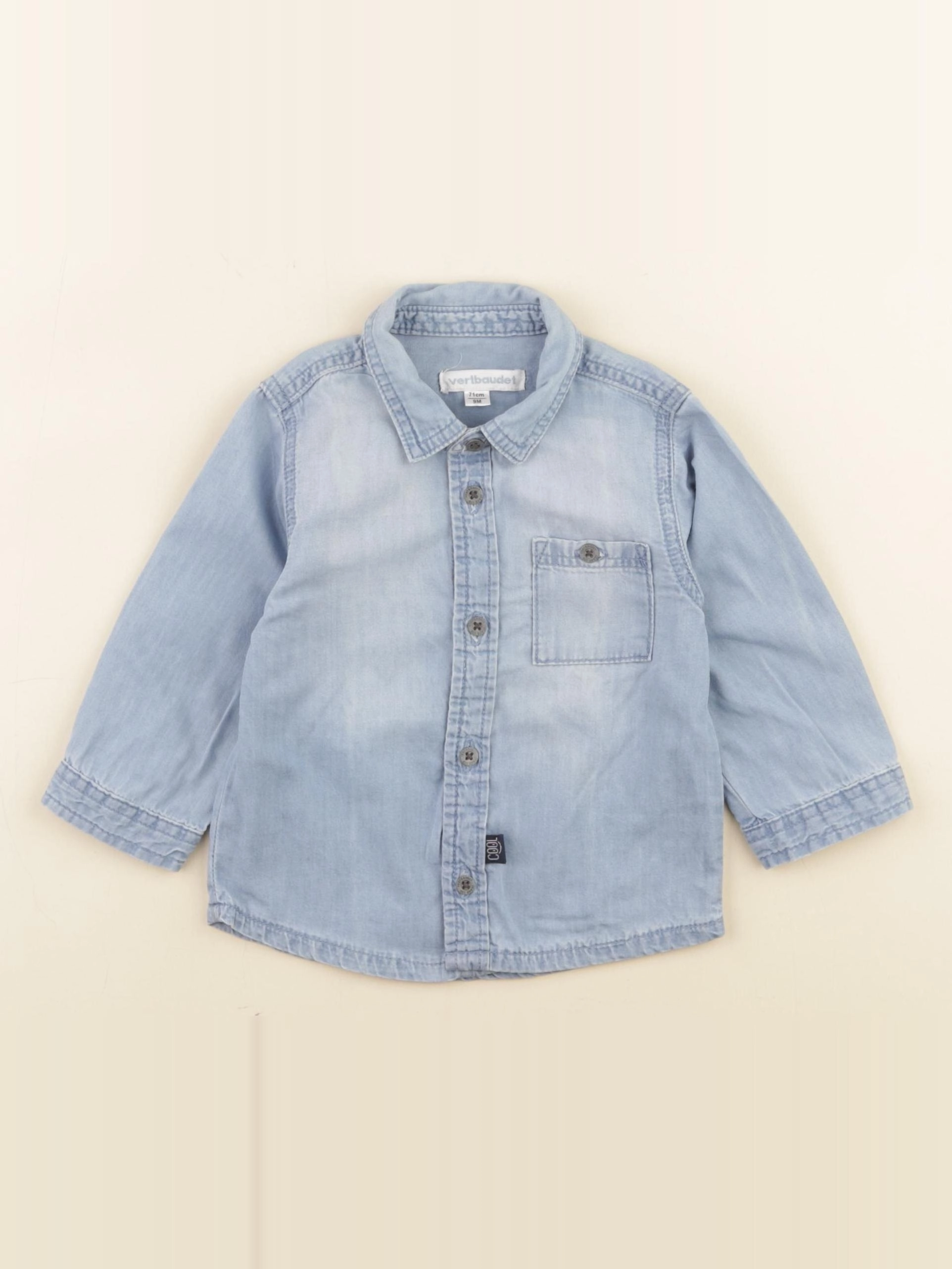 Vertbaudet - chemise bleu - 9 mois