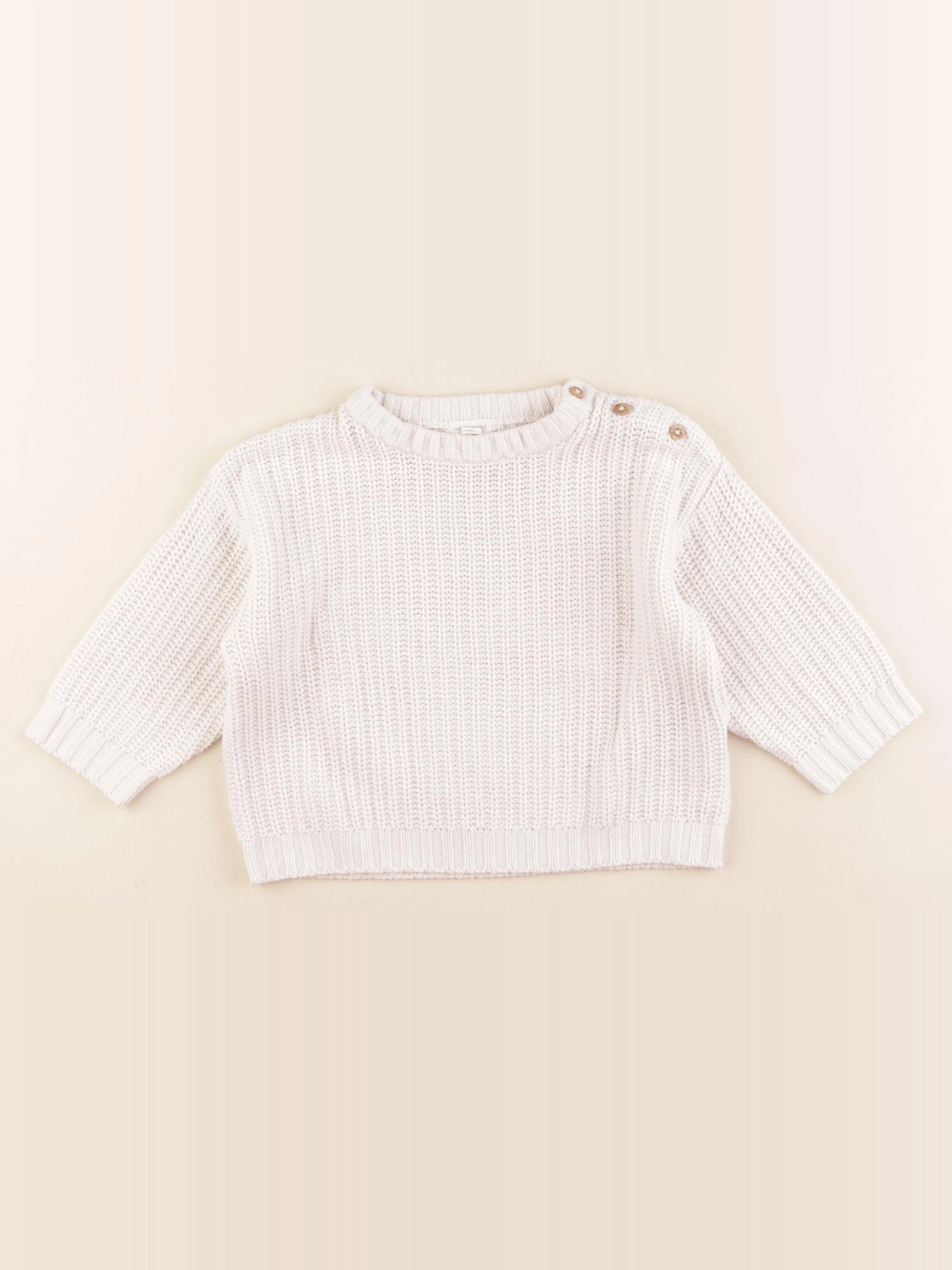 Vertbaudet - pull blanc - 18 mois