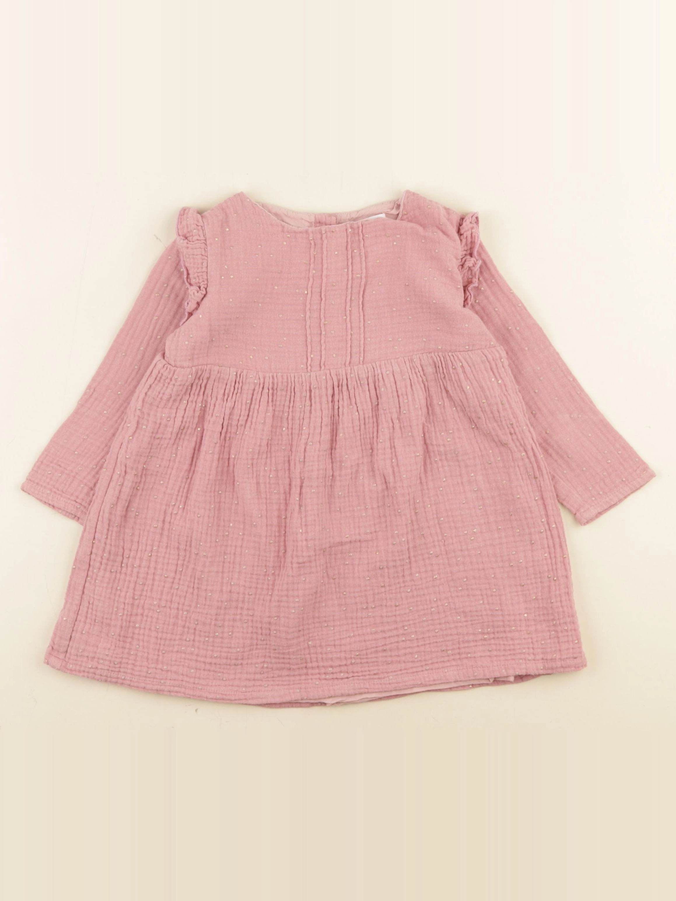 Little Cigogne - robe rose, or - 2 ans