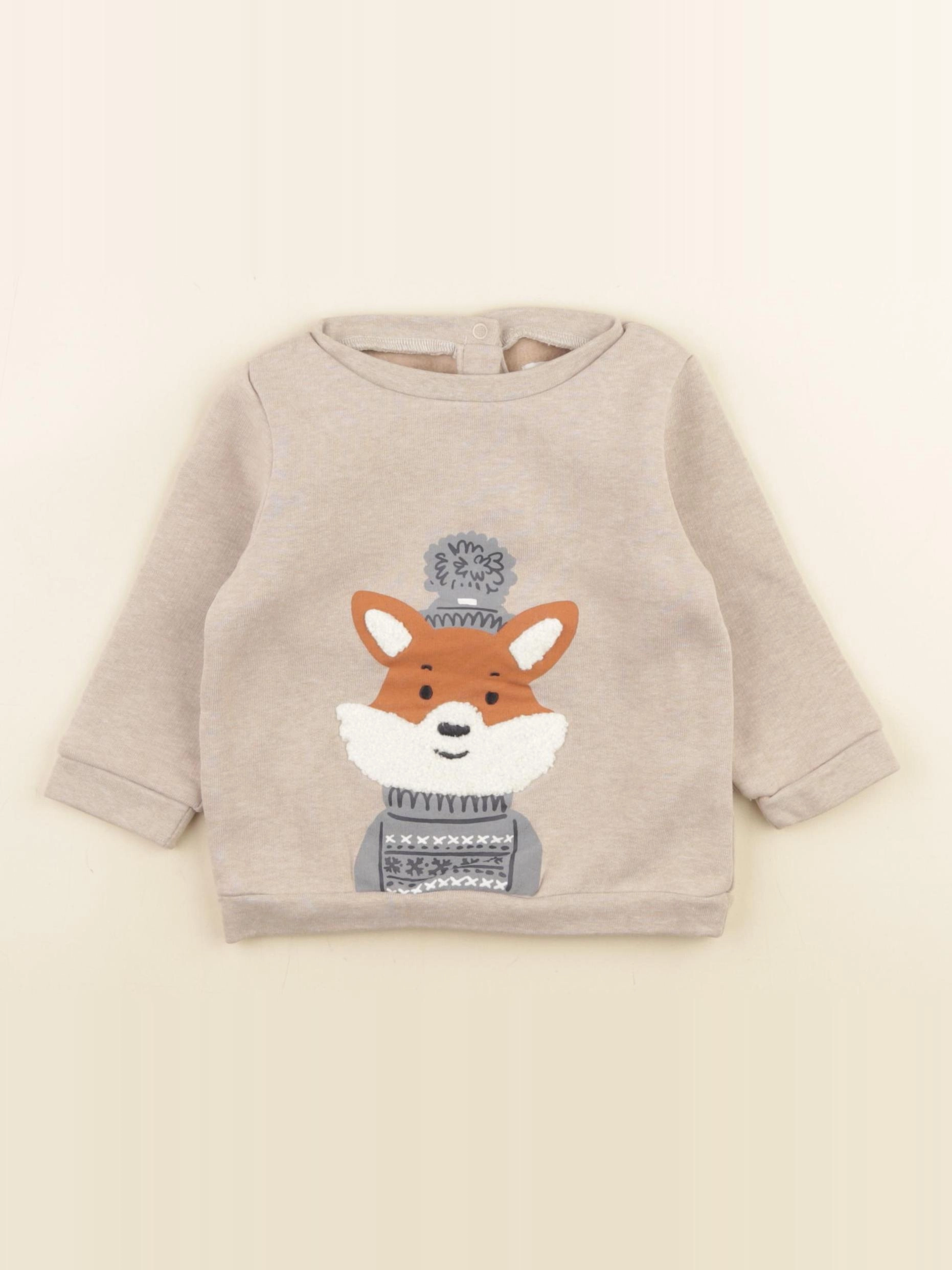 Vertbaudet - sweat beige - 12 mois