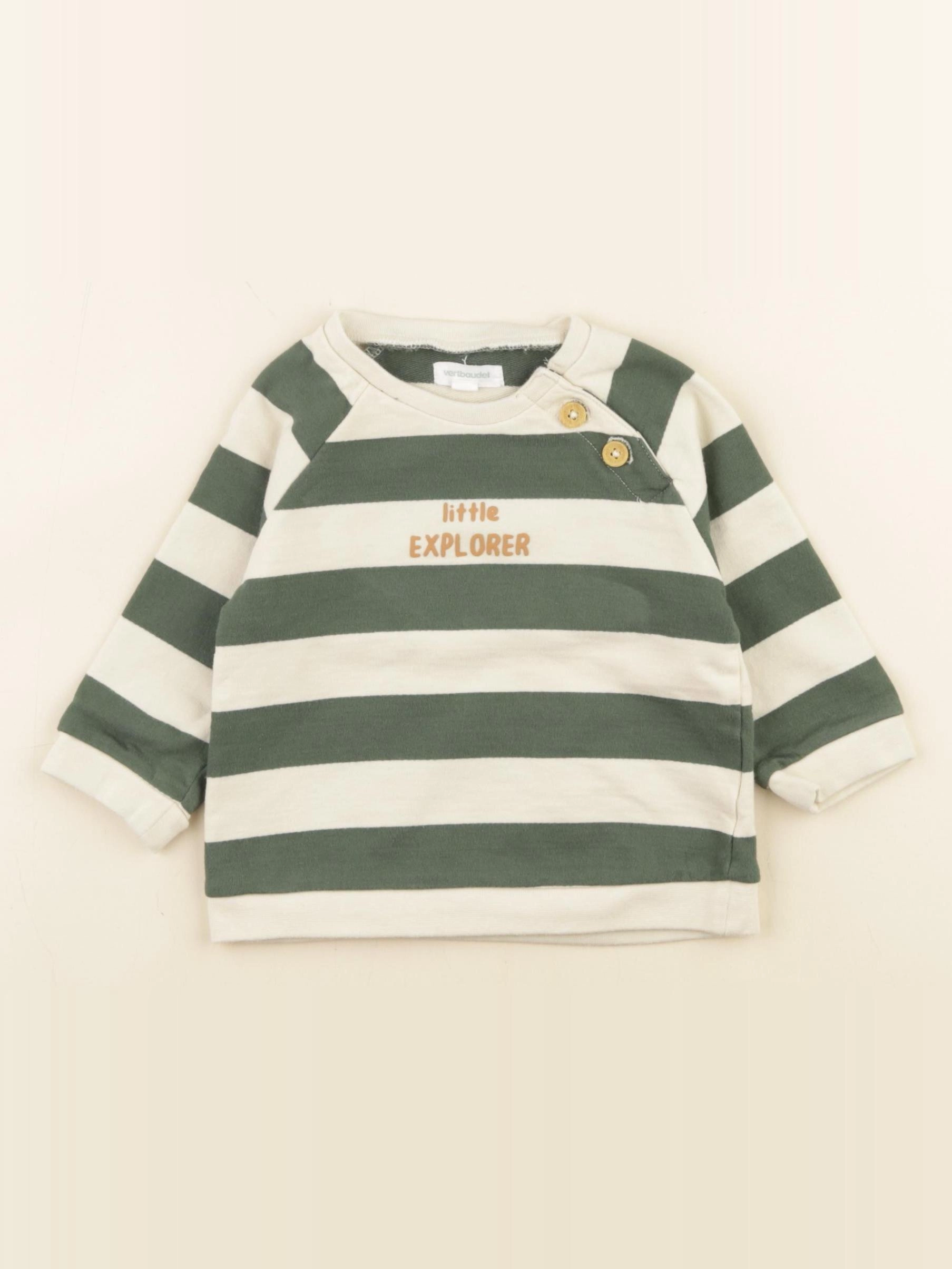 Vertbaudet - sweat vert - 9 mois