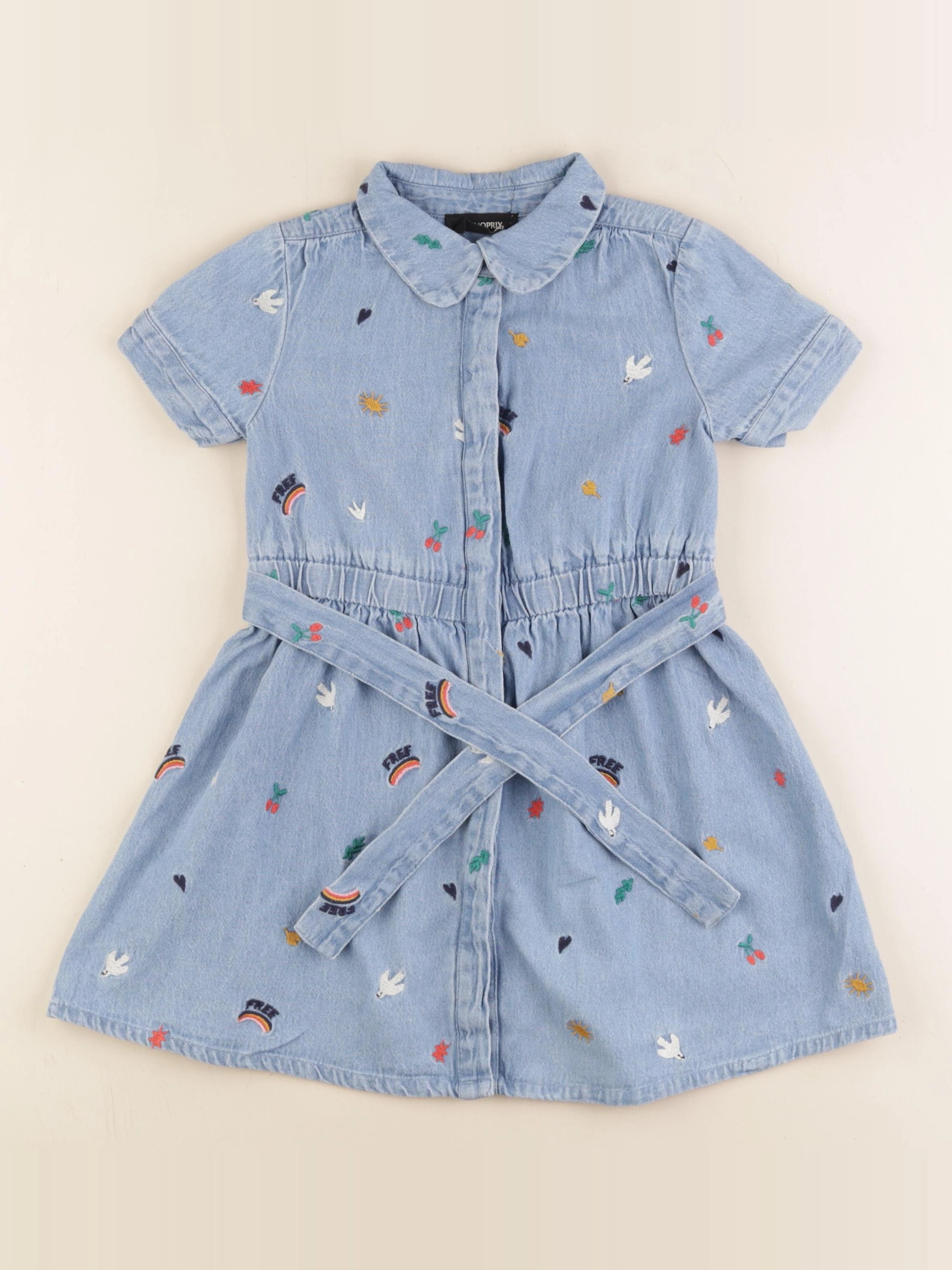 Monoprix - robe bleu, multicolore - 4 ans