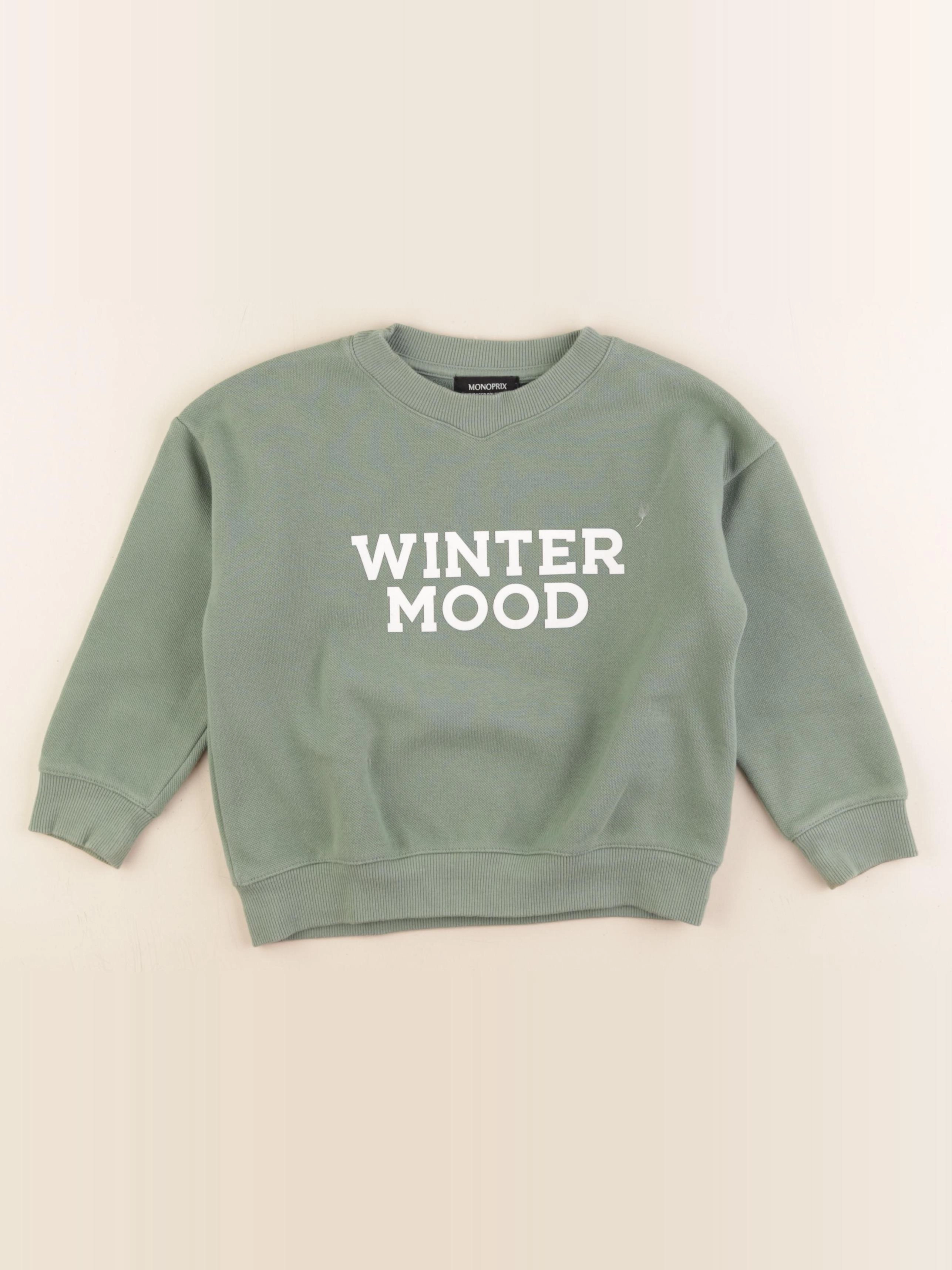 Monoprix - sweat vert - 5 ans
