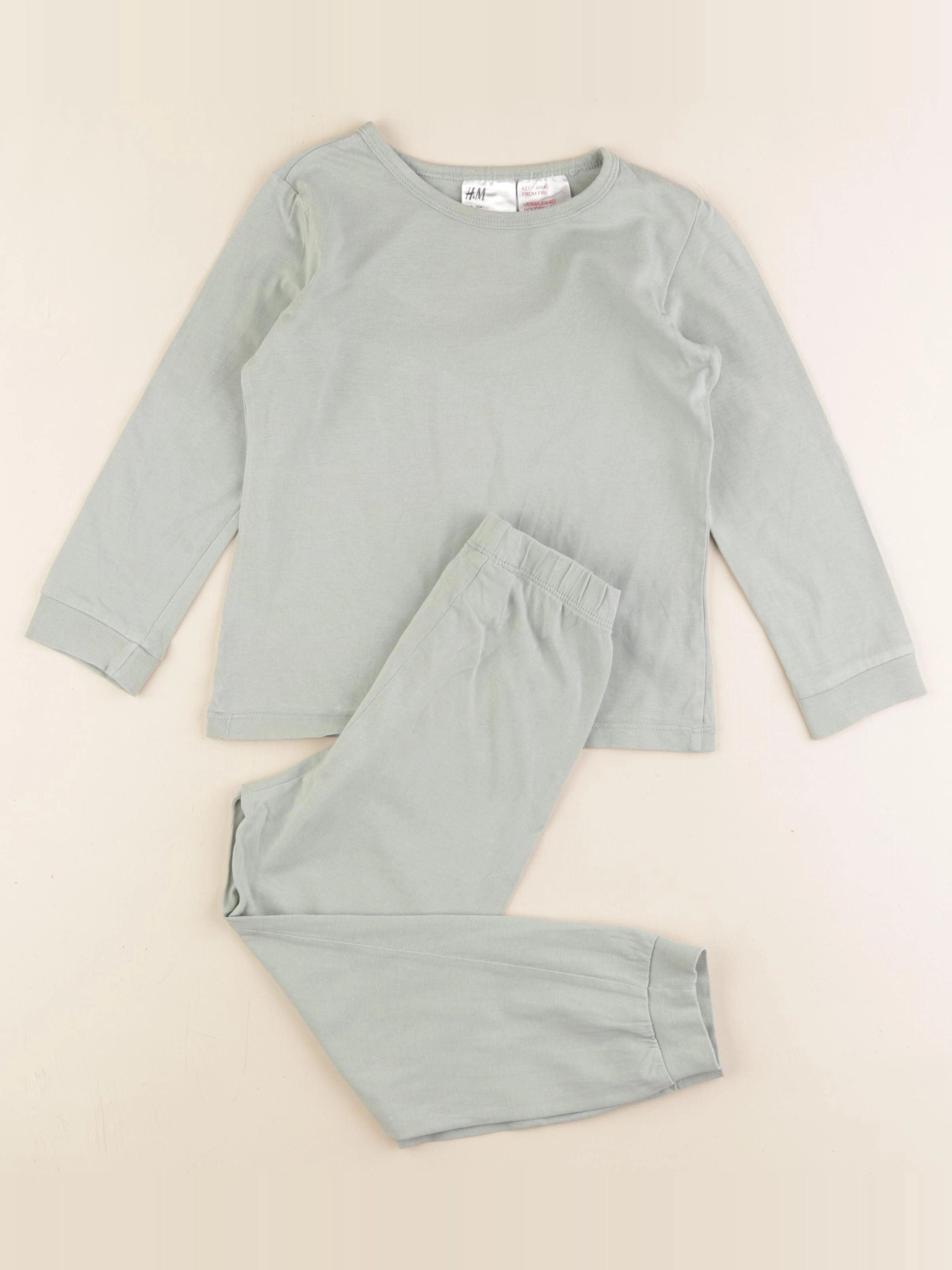 H&M - pyjama coton vert - 3/4 ans