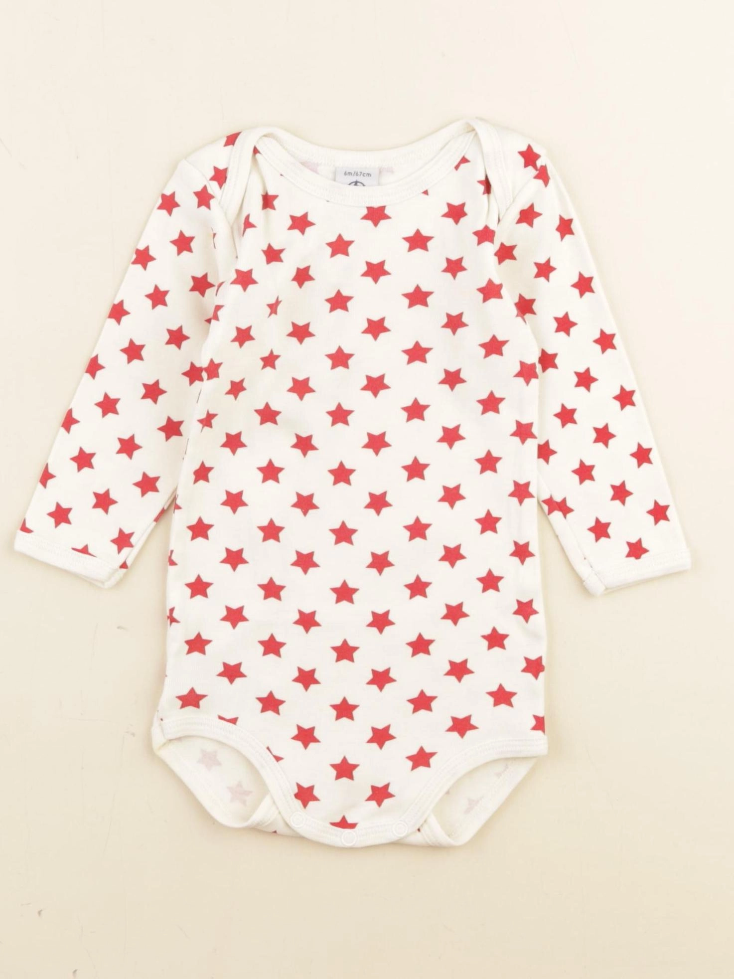 Petit Bateau - body blanc, rouge - 6 mois