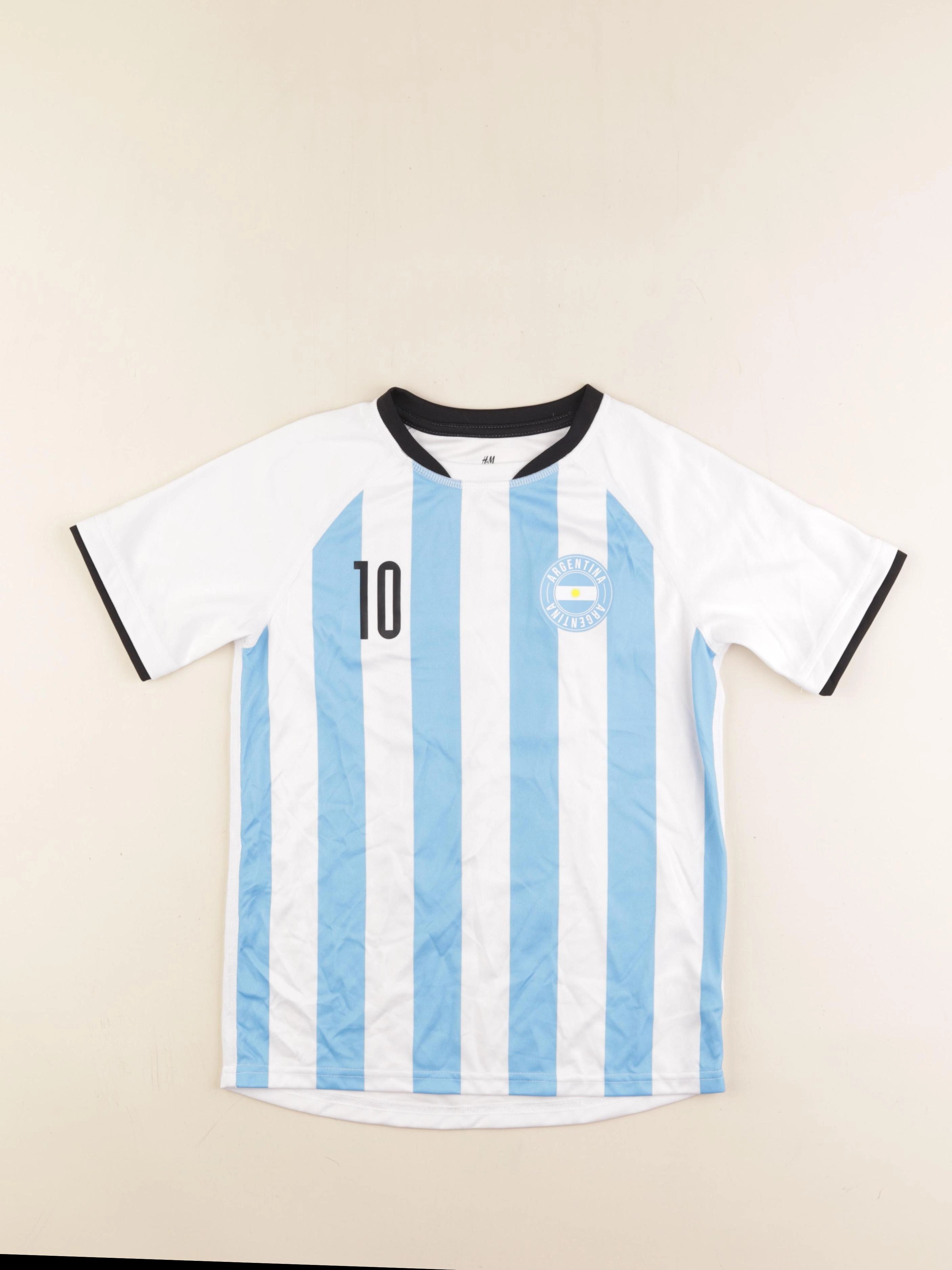 H&M - tee-shirt bleu, blanc - 8/10 ans