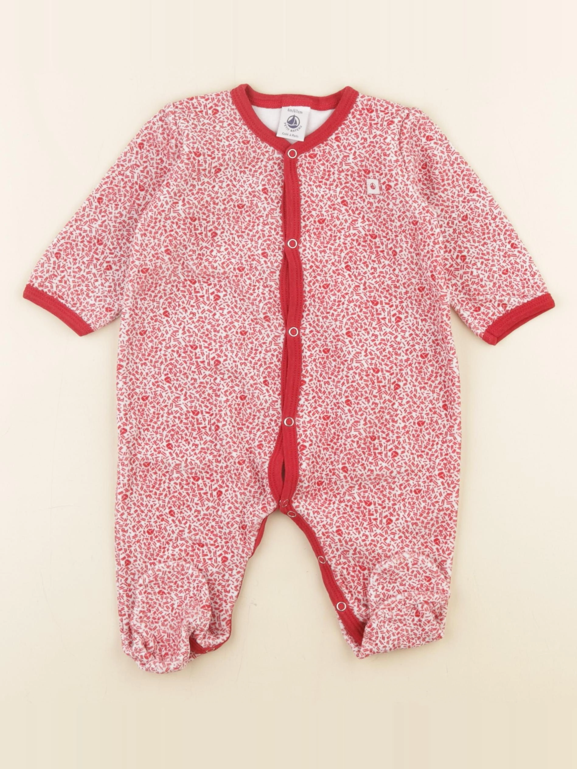 Petit Bateau - pyjama coton rouge - 6 mois