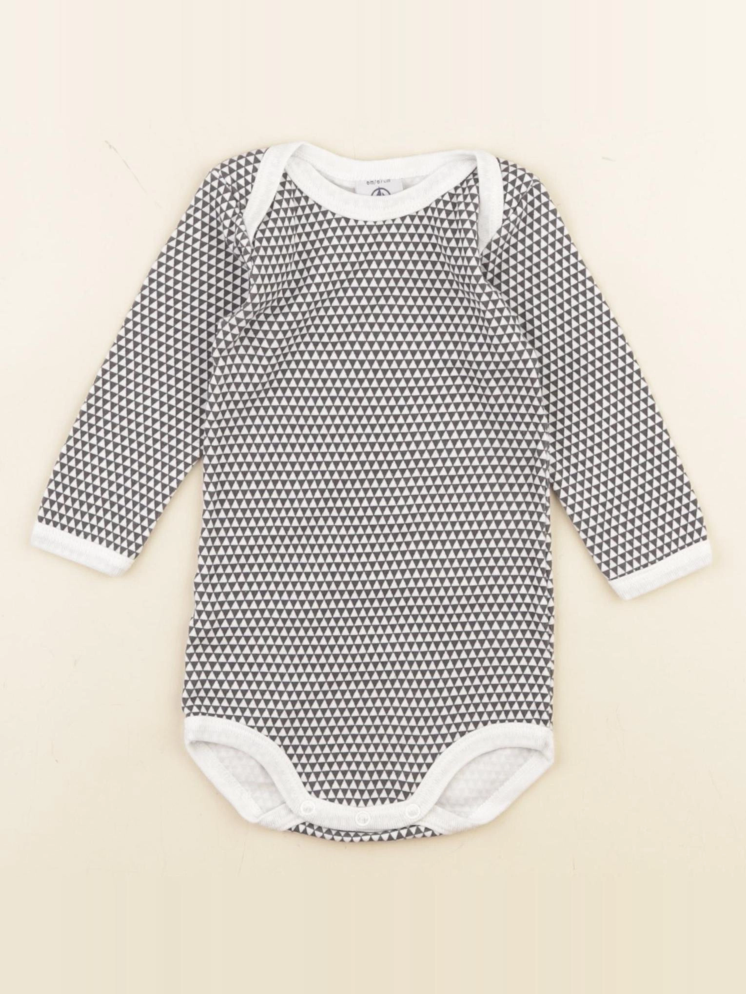Petit Bateau - body noir, blanc - 6 mois