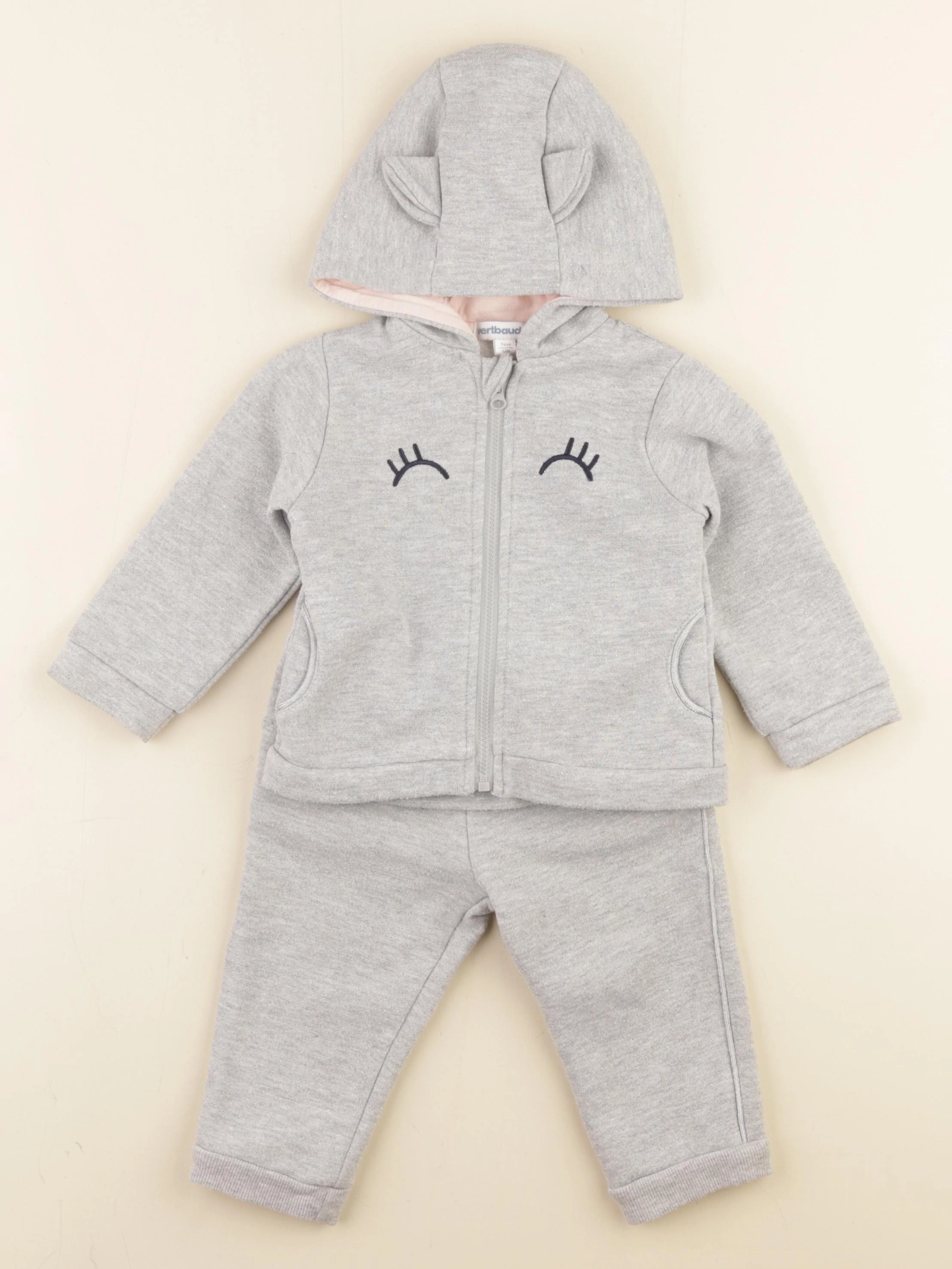 Vertbaudet - ensemble gris - 12 mois