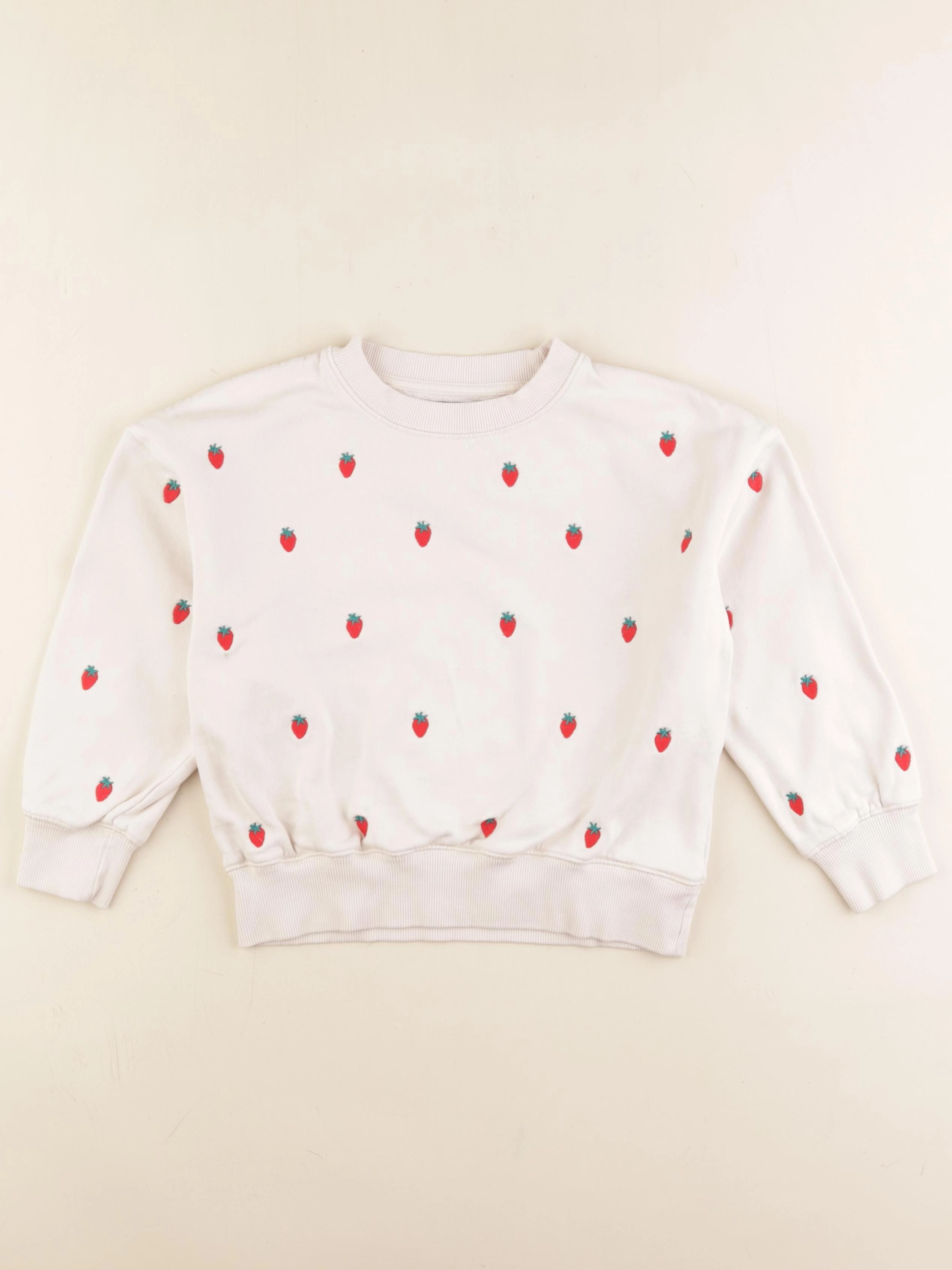 Monoprix - sweat beige, rouge - 8 ans