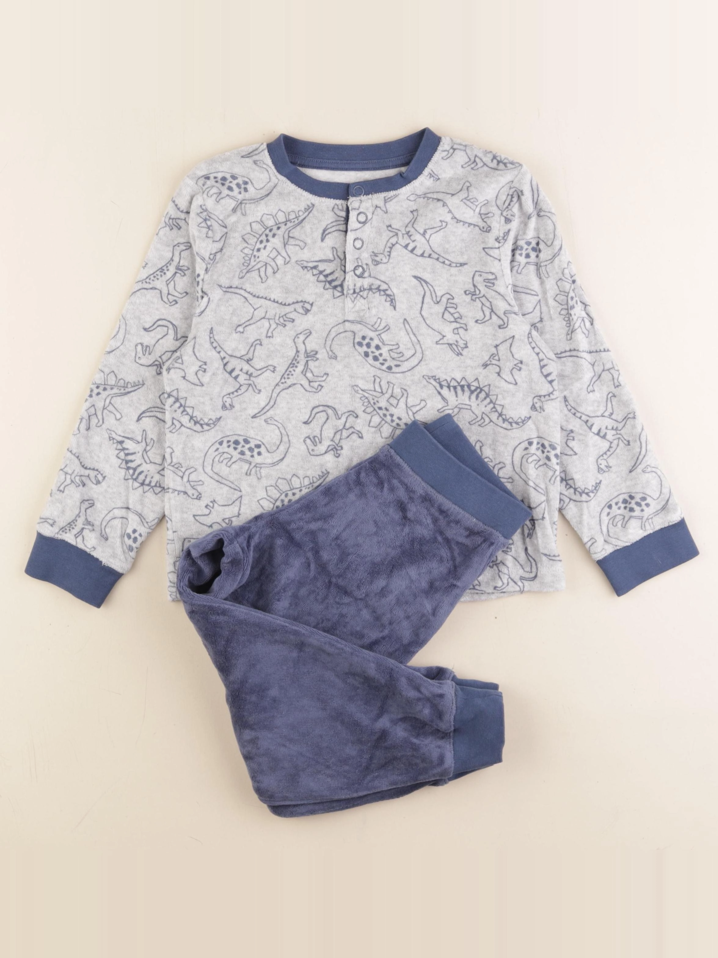 Monoprix - pyjama velours bleu - 4 ans