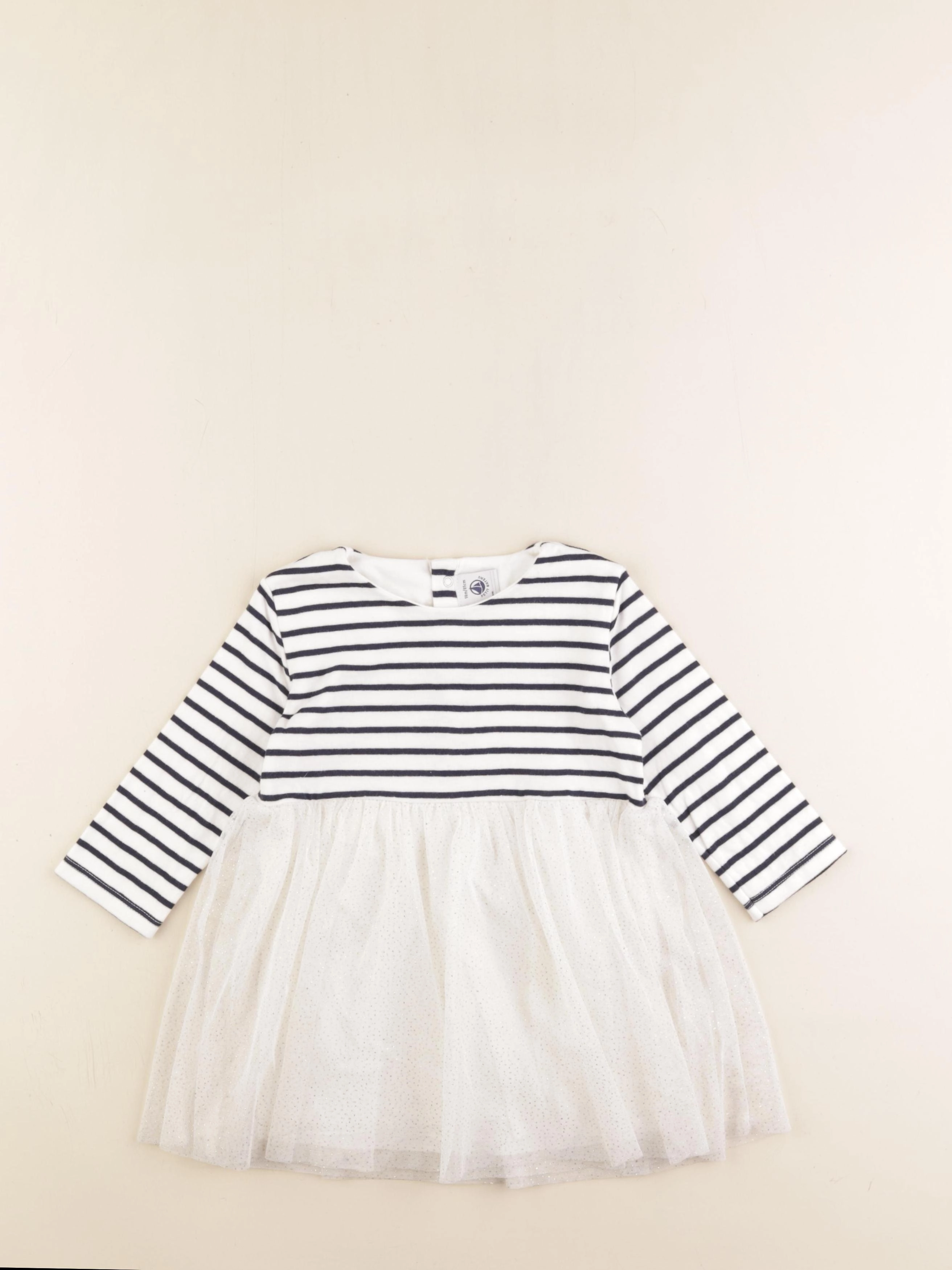 Petit Bateau - robe bleu, blanc - 18 mois