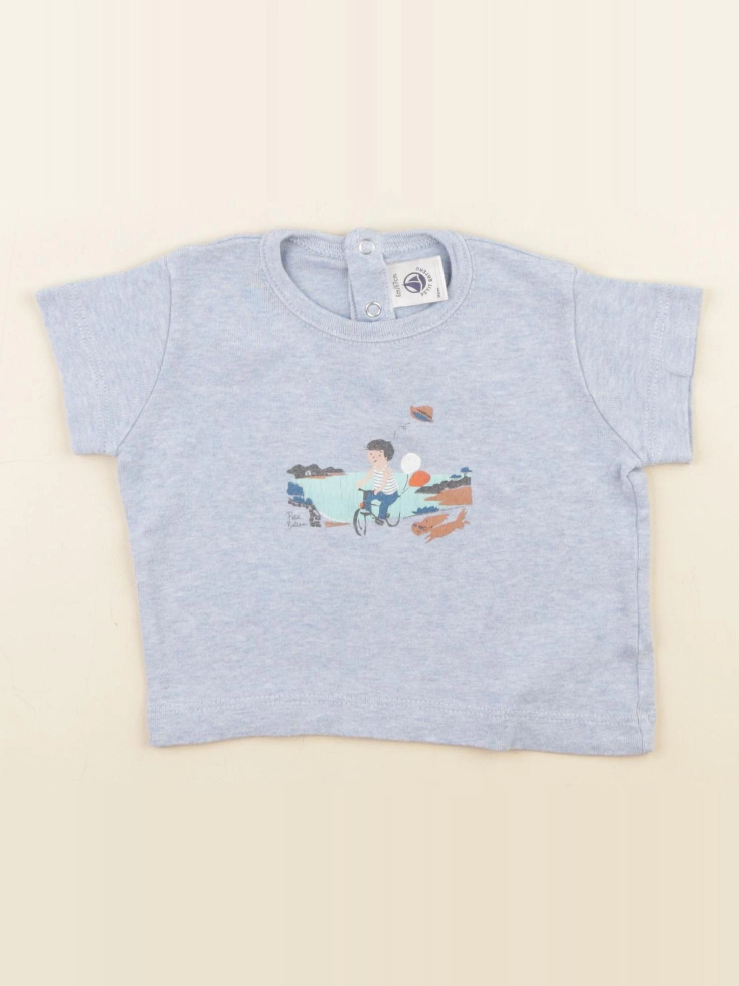 Petit Bateau - tee-shirt bleu - 6 mois