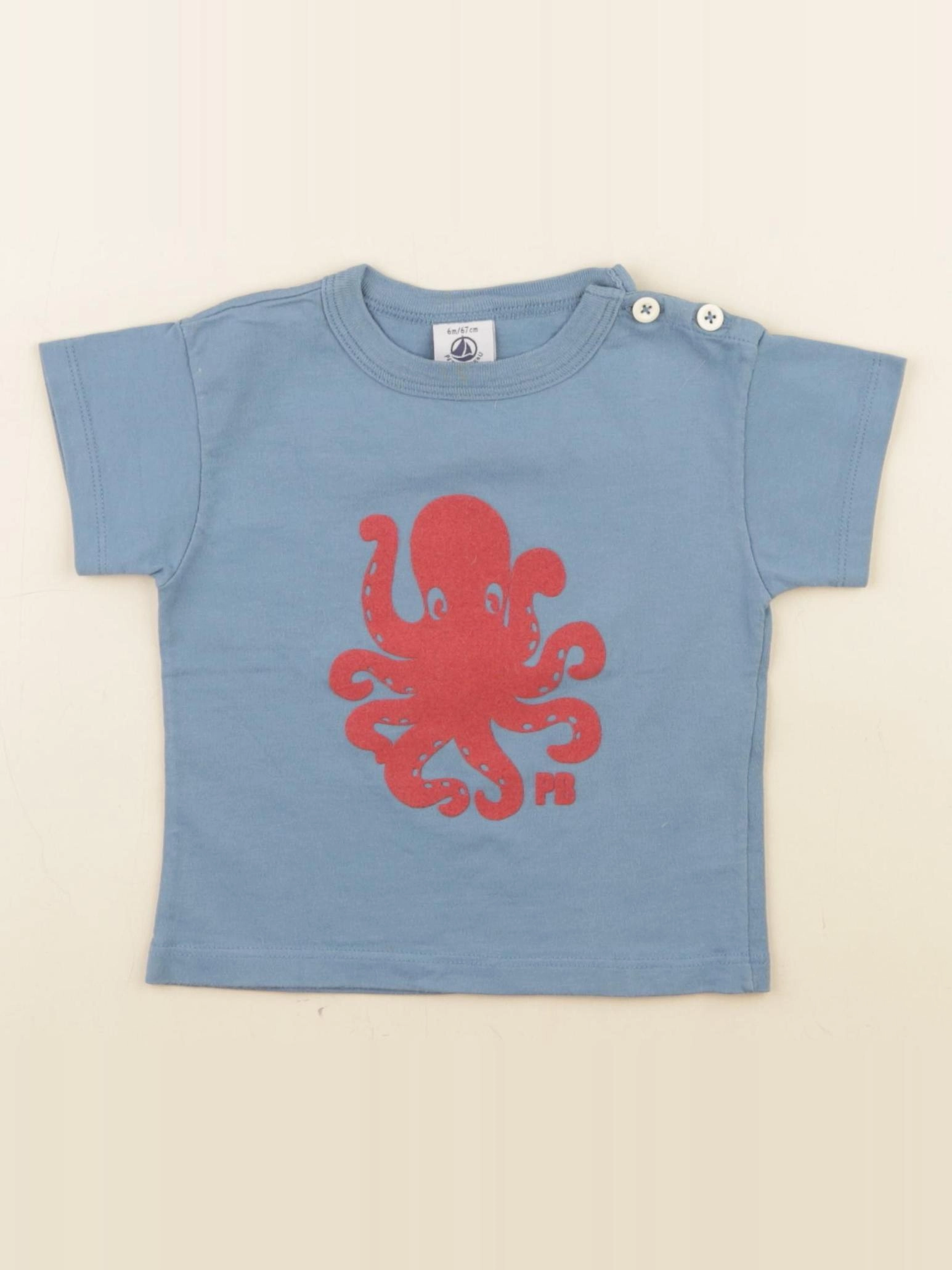 Petit Bateau - tee-shirt bleu - 6 mois