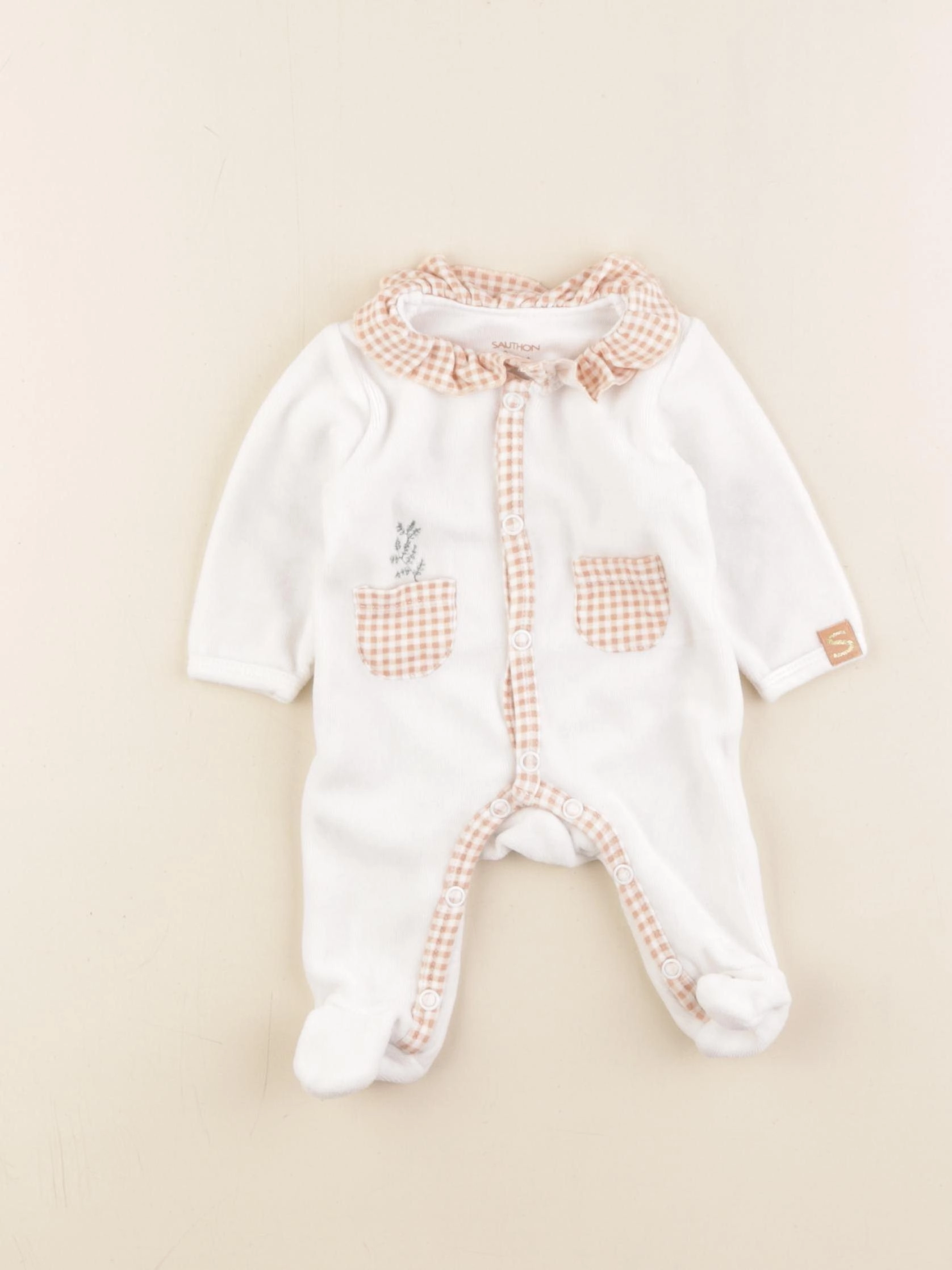 Sauthon - pyjama velours blanc - 0 mois