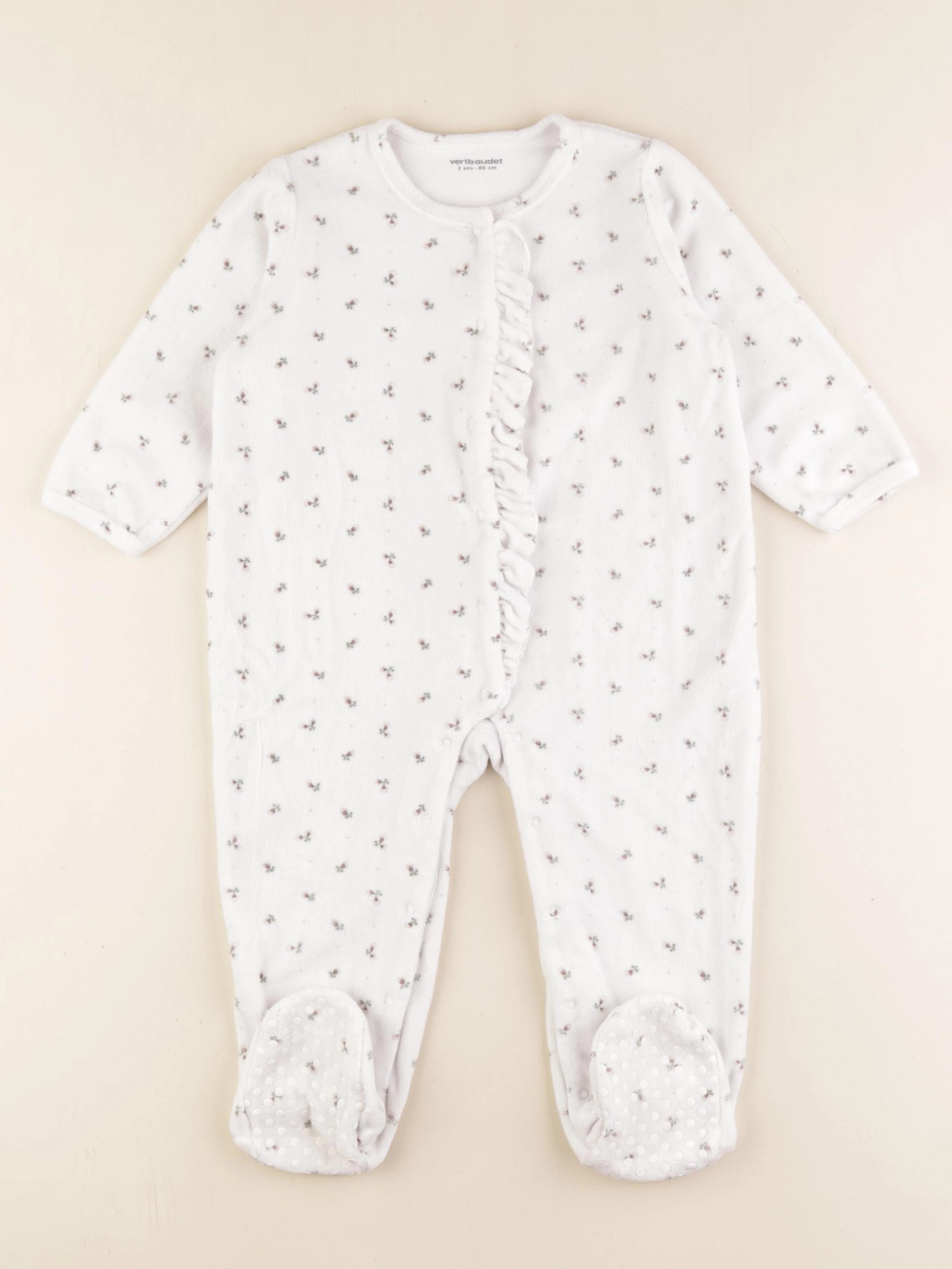 Vertbaudet - pyjama velours blanc - 2 ans