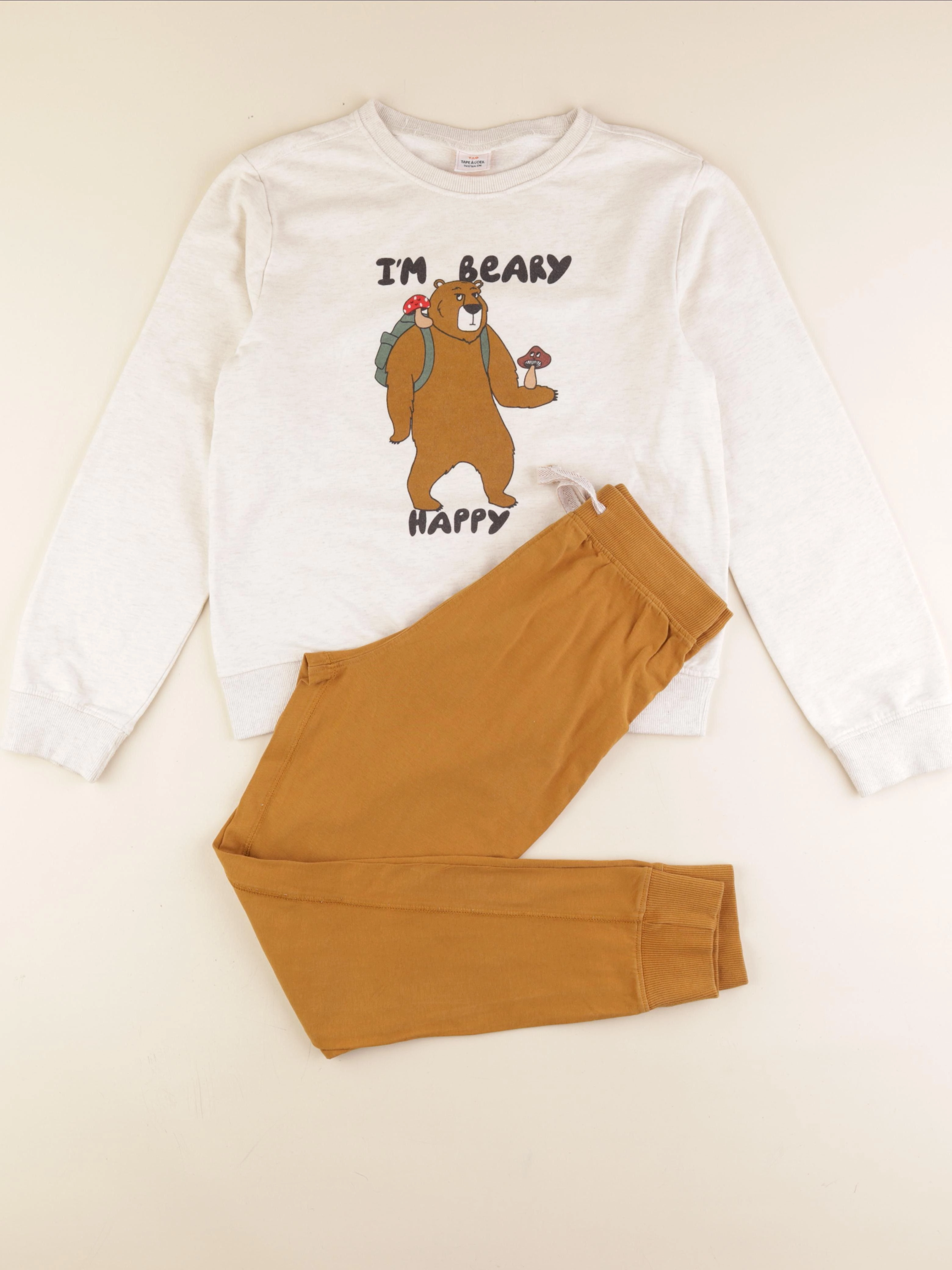 Tape à l'oeil - pyjama coton blanc, marron - 14 ans