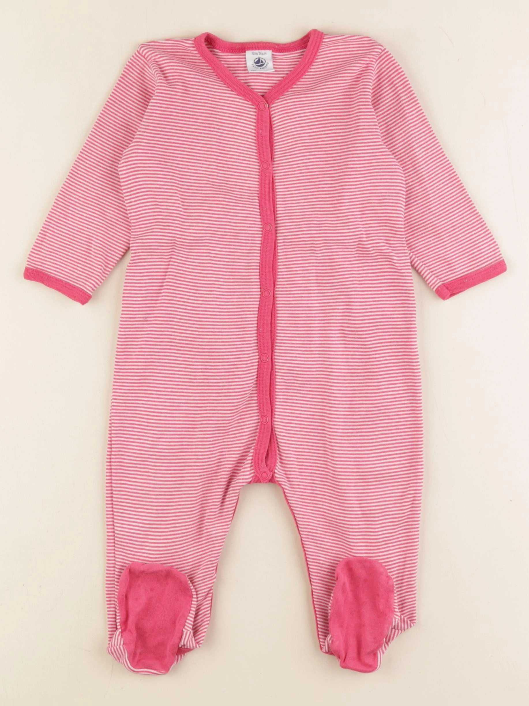 Petit Bateau - pyjama coton rose - 12 mois