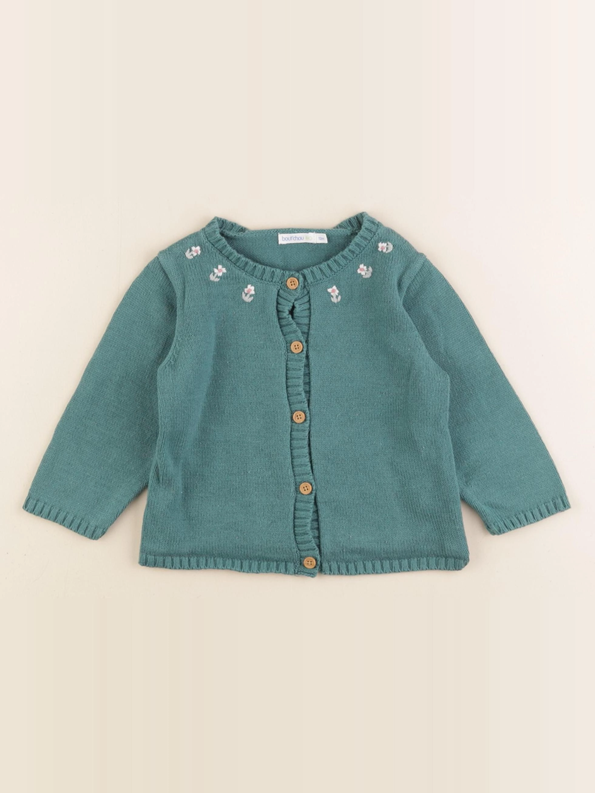 Boutchou - gilet vert - 12 mois
