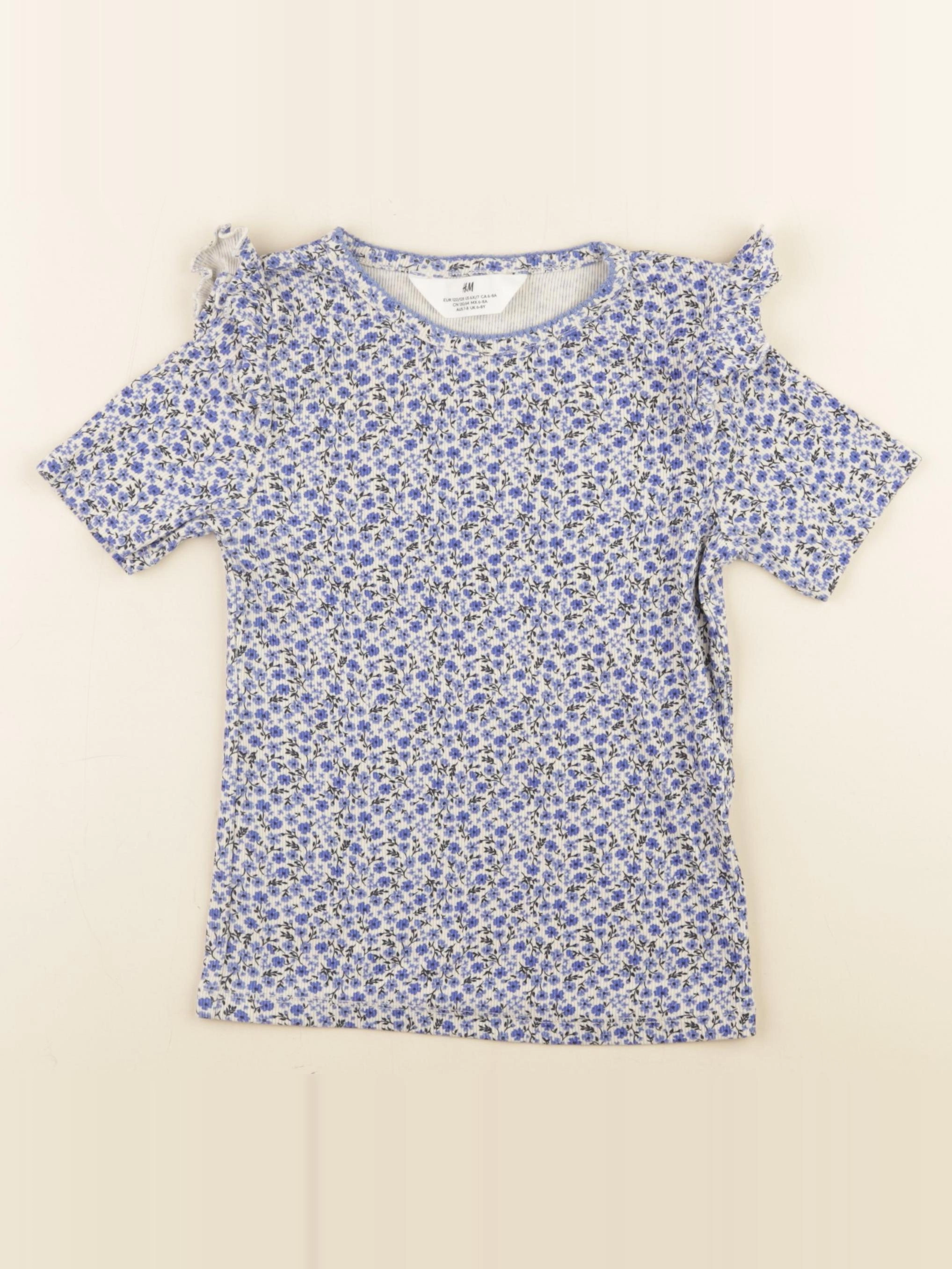 H&M - tee-shirt bleu - 6/8 ans