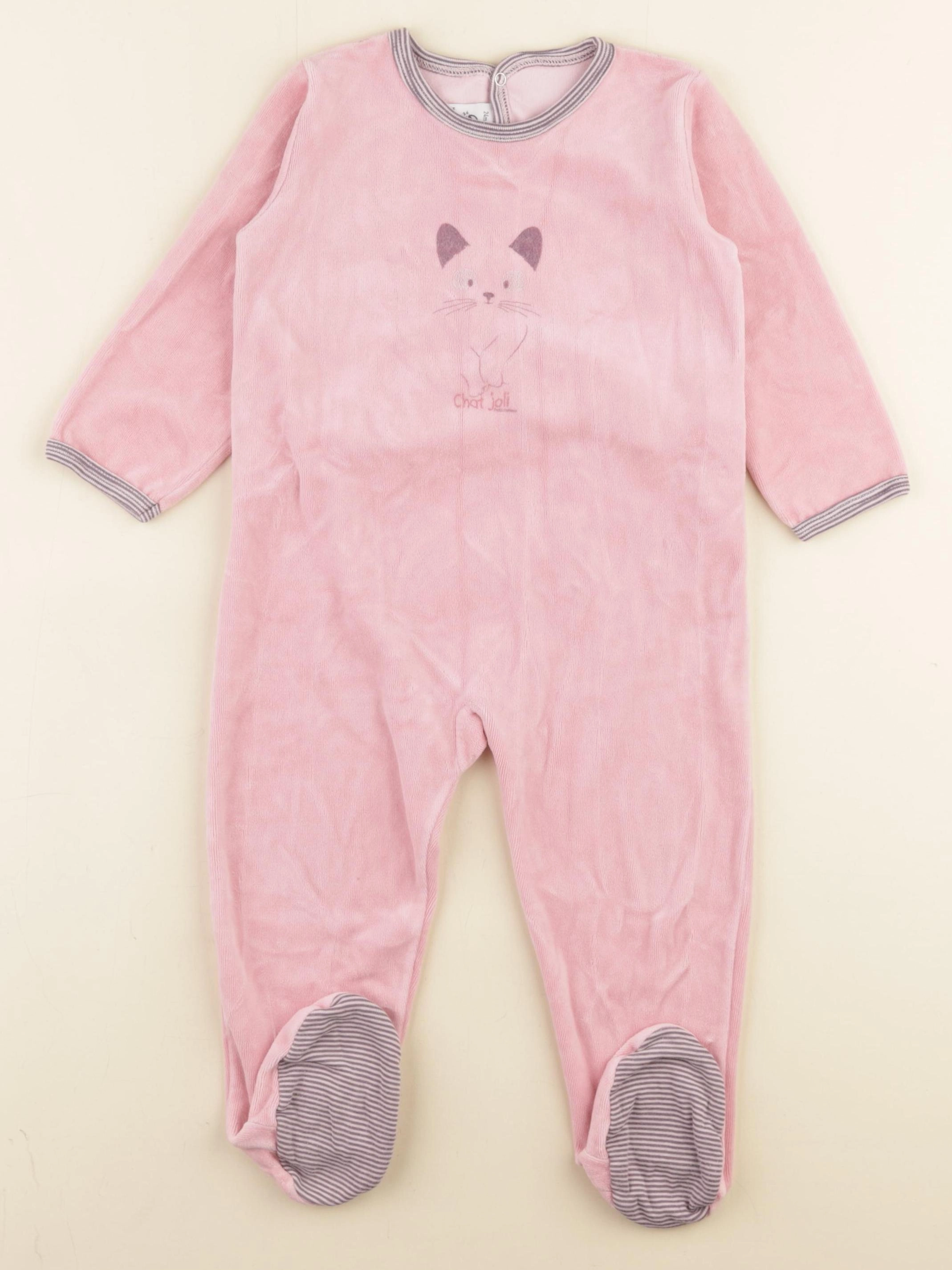 Petit Bateau - pyjama velours rose - 24 mois
