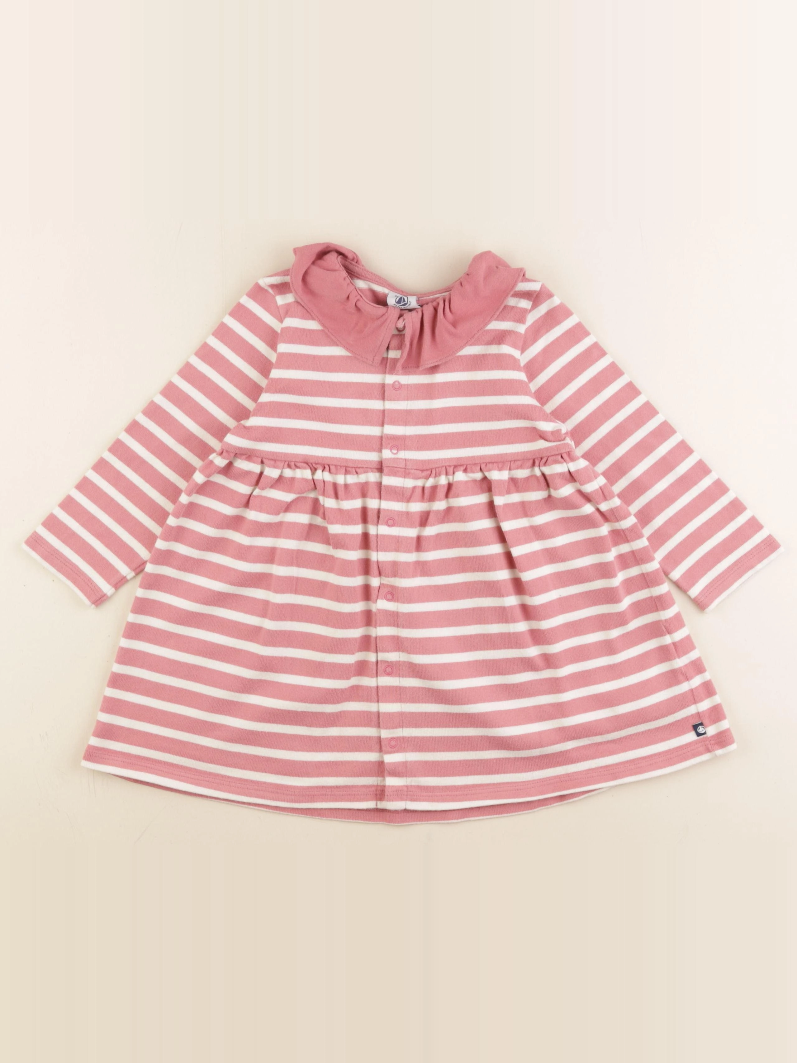 Petit Bateau - robe blanc, rose - 36 mois