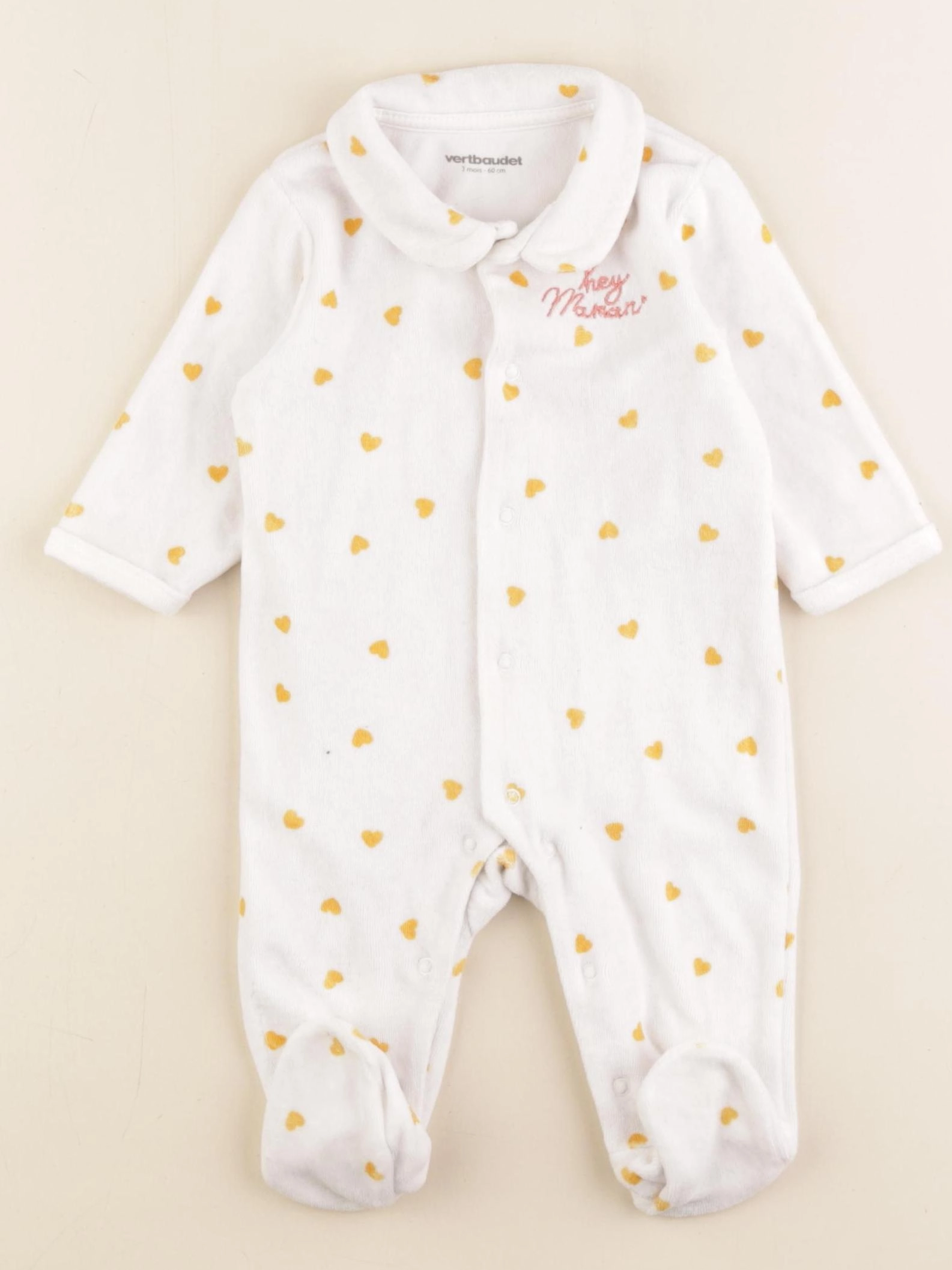 Vertbaudet - pyjama velours blanc - 3 mois
