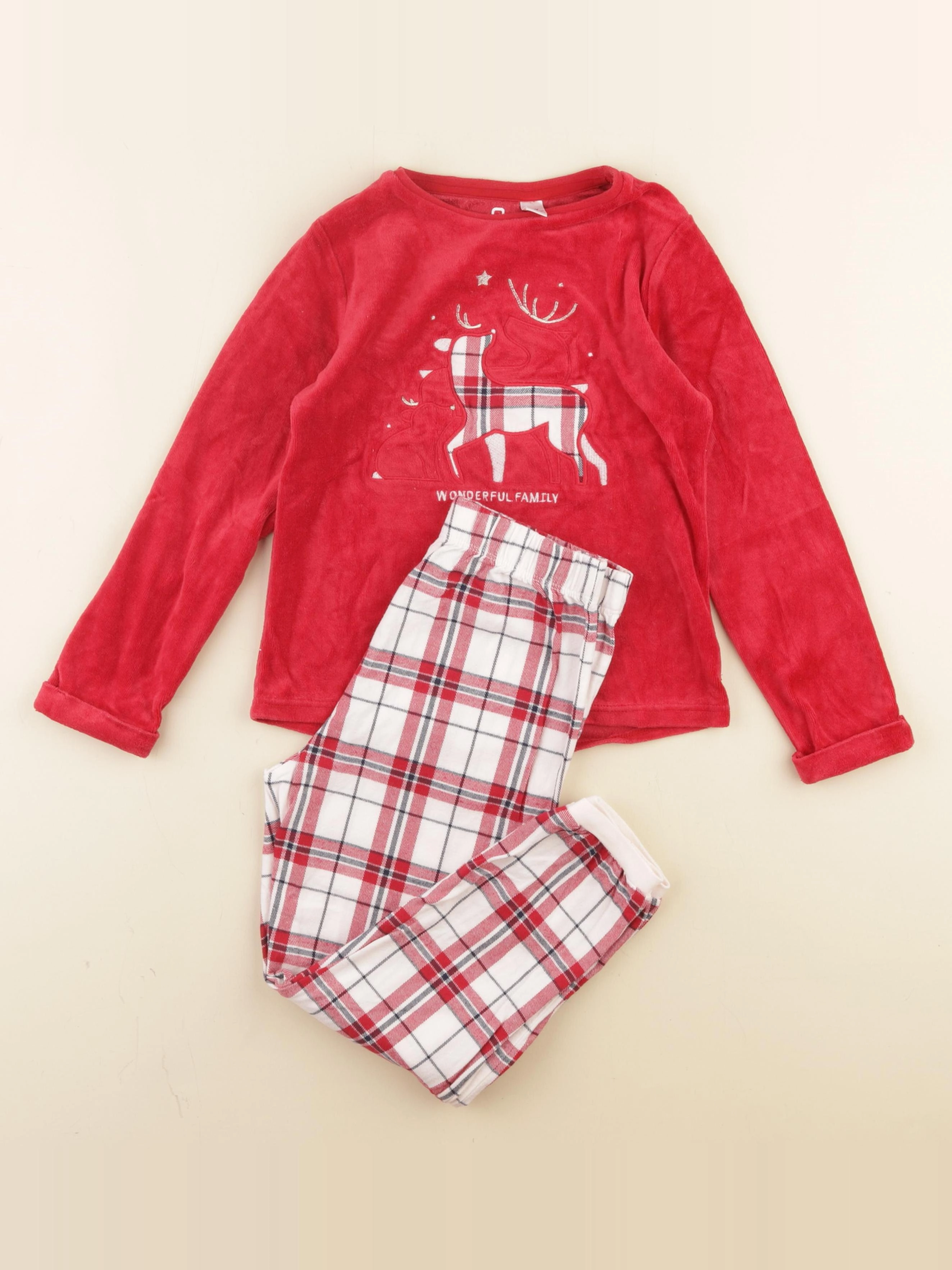Okaidi - pyjama velours rouge - 6 ans