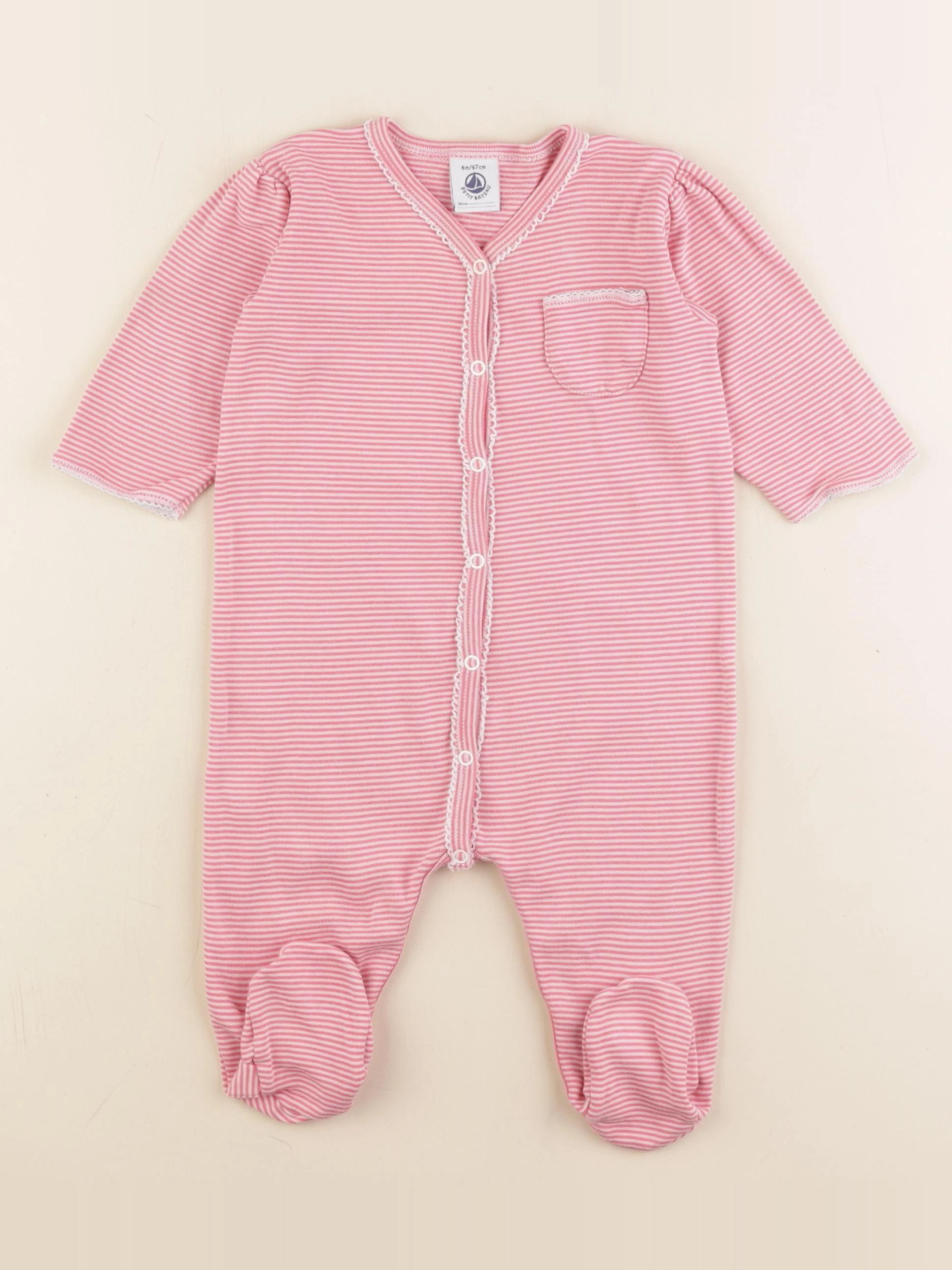 Petit Bateau - pyjama coton rose - 6 mois