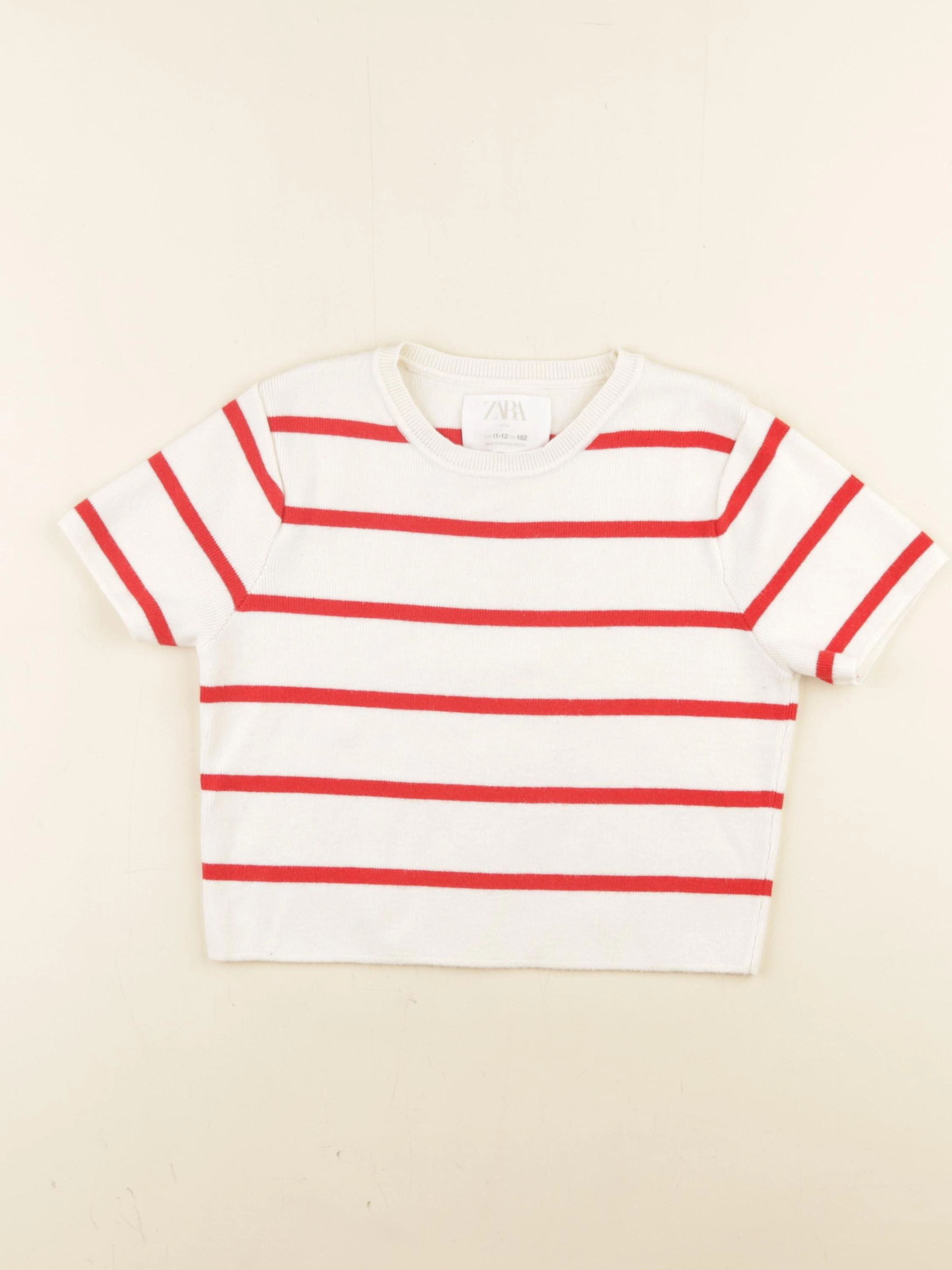 Zara - pull blanc, rouge - 11/12 ans