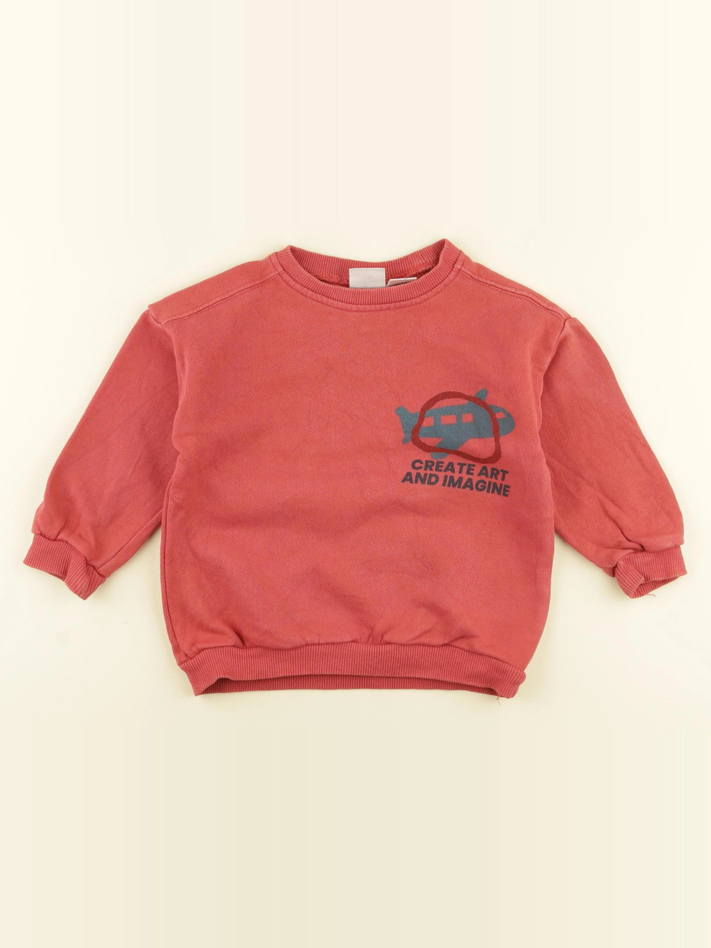 Zara - sweat imprimé au dos rouge - 12/18 mois