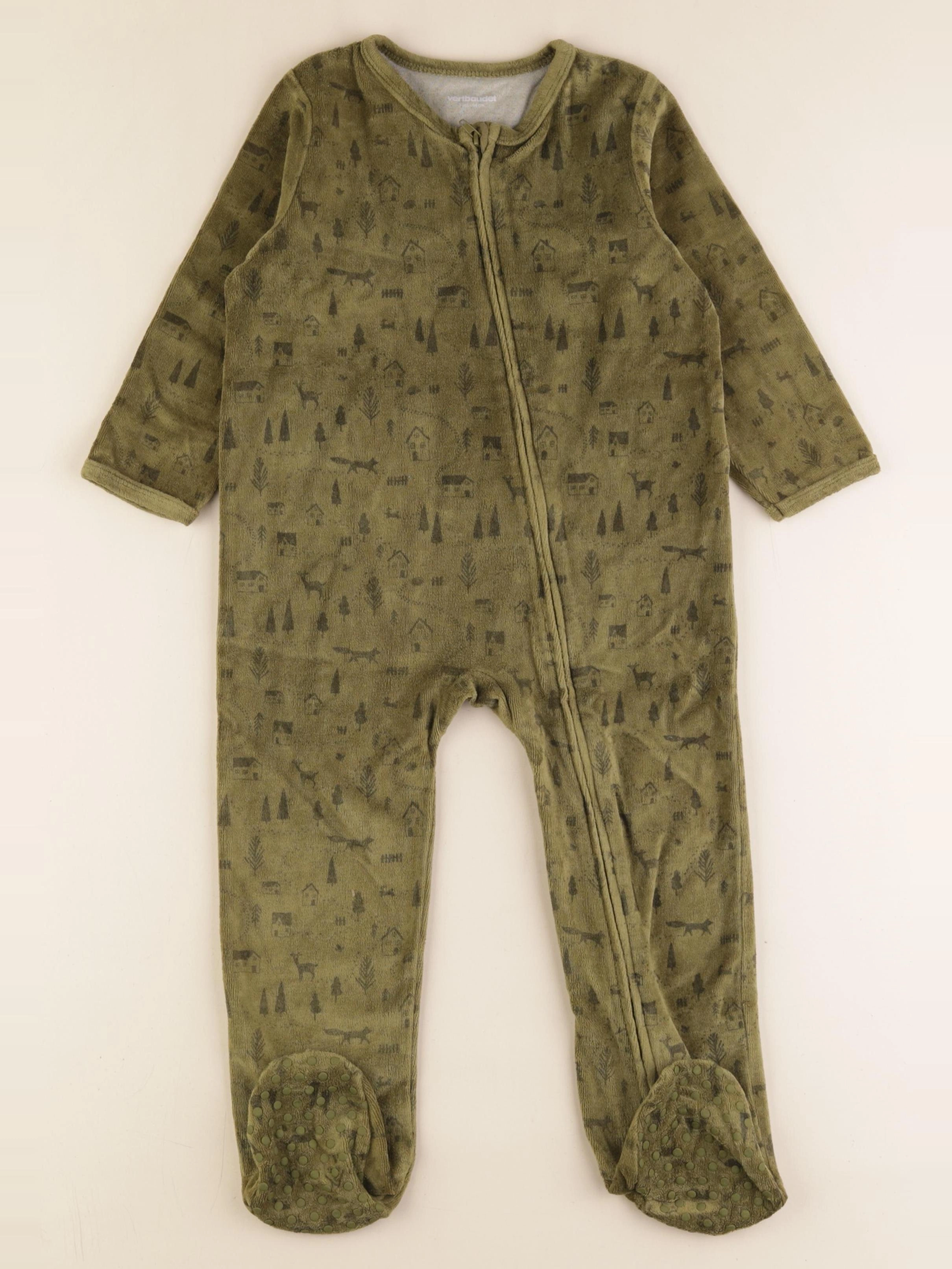 Vertbaudet - pyjama velours vert - 3 ans