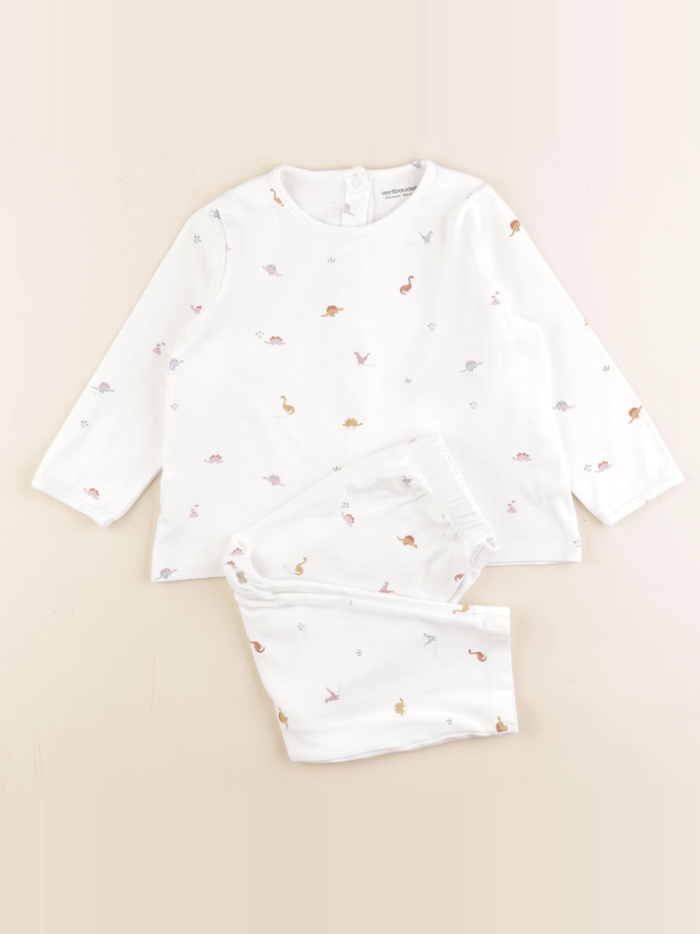 Vertbaudet - pyjama coton blanc - 24 mois