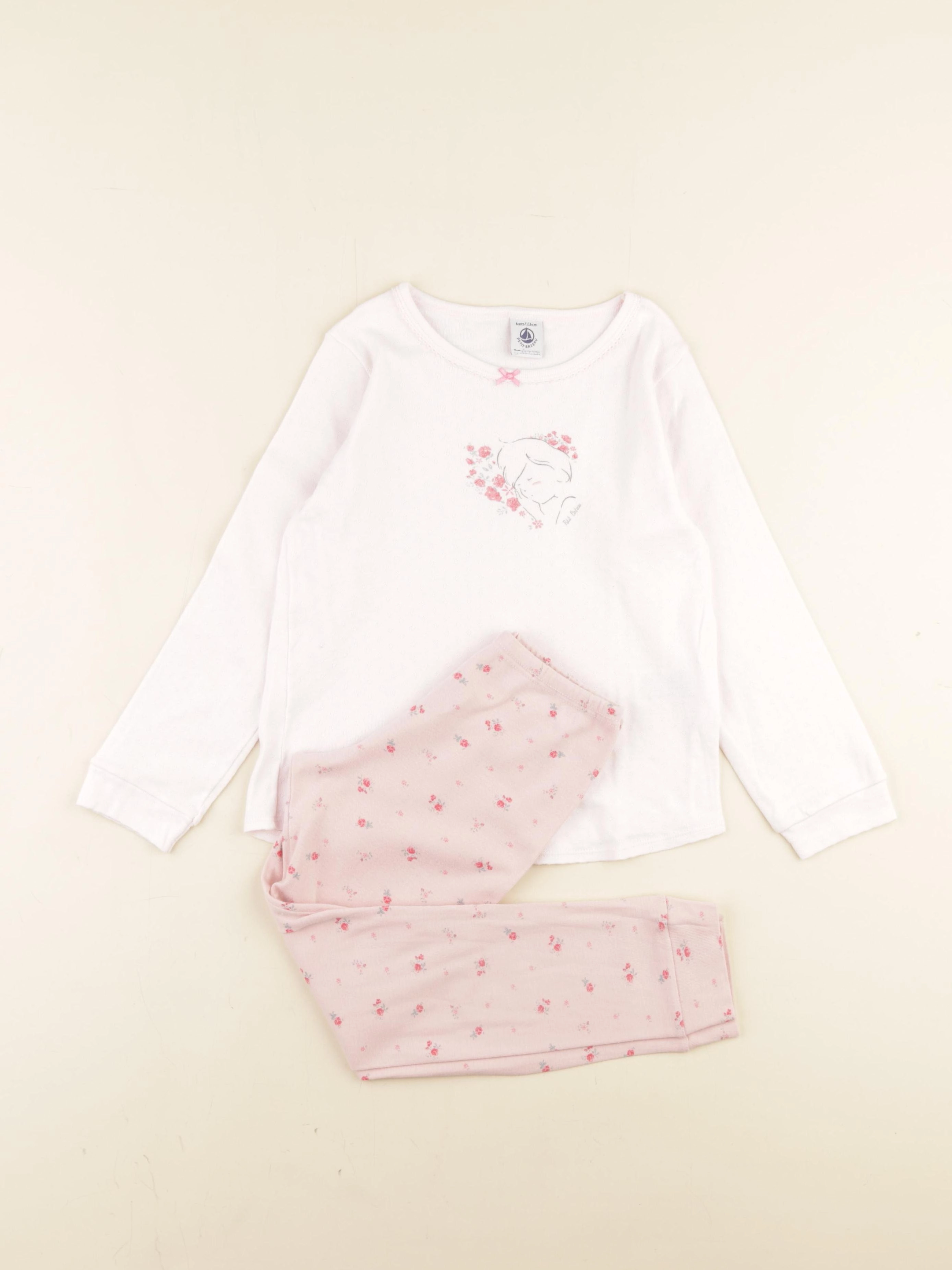 Petit Bateau - pyjama velours rose - 6 ans