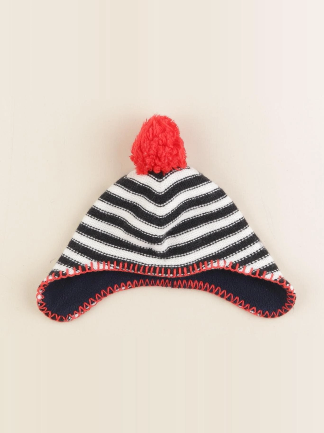 Boutchou - bonnet noir, rouge, blanc - 6/12 mois