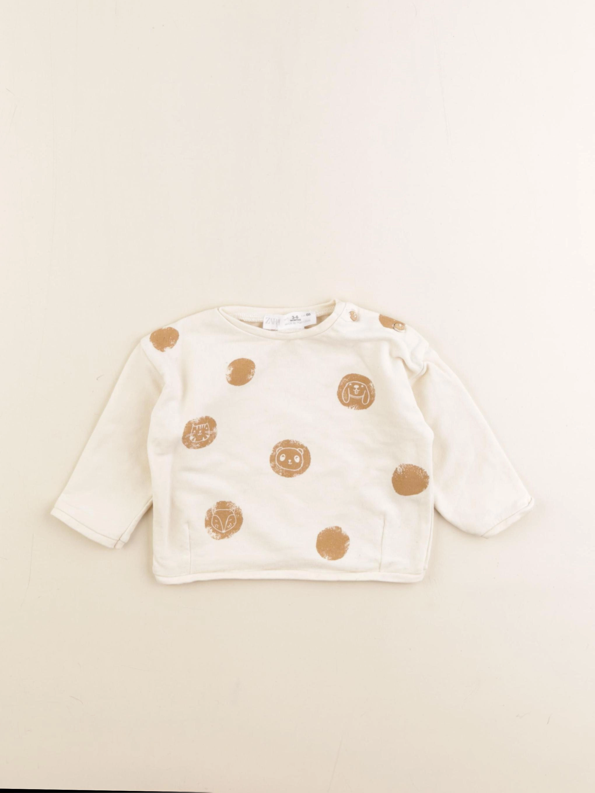 Zara - sweat marron - 3/6 mois