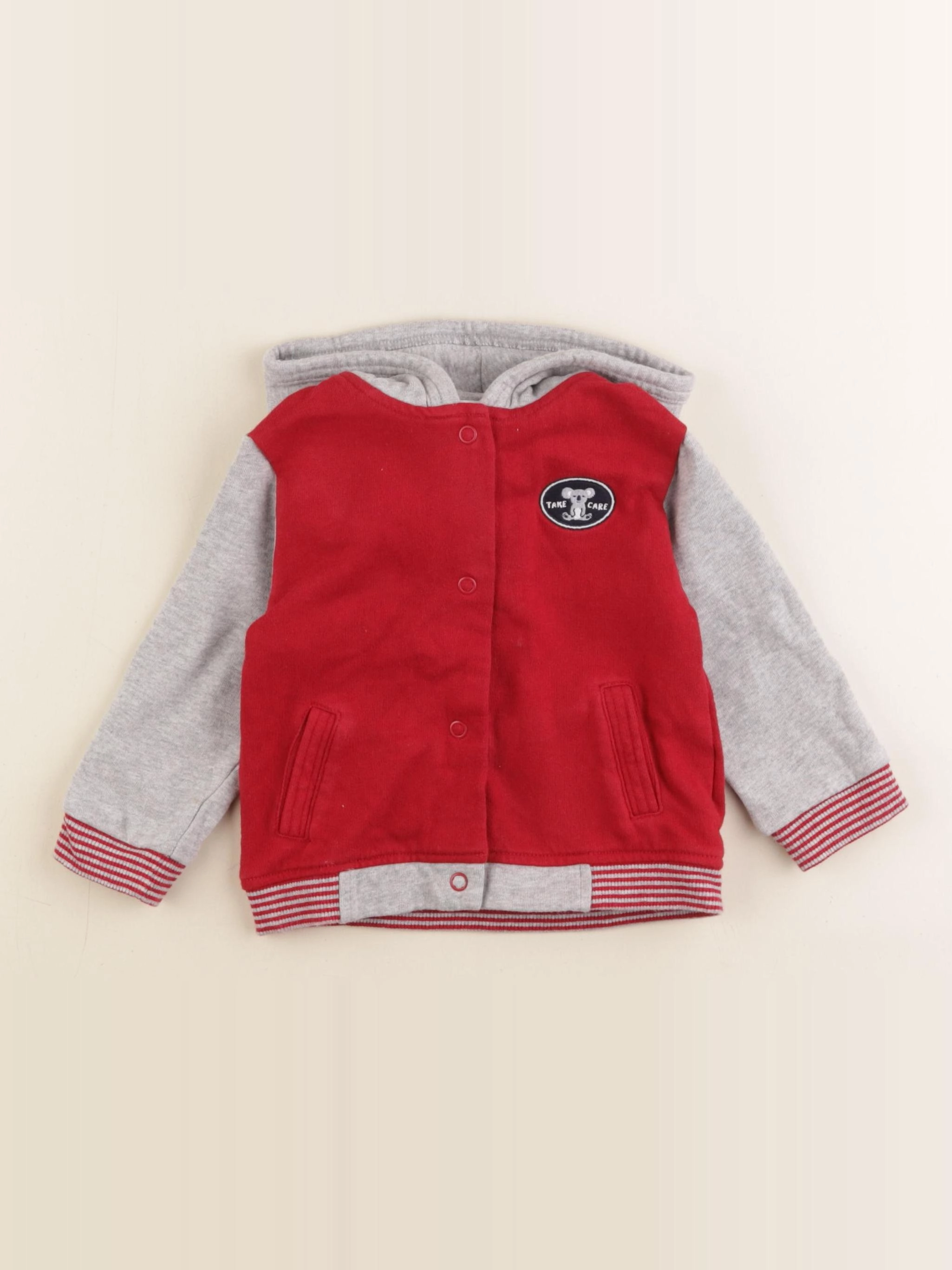 Boutchou - veste doublé gris, rouge - 18 mois