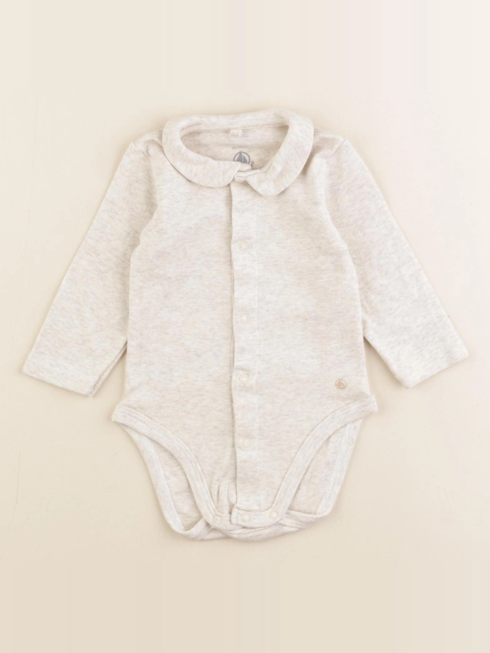 Petit Bateau - body à col beige - 6 mois