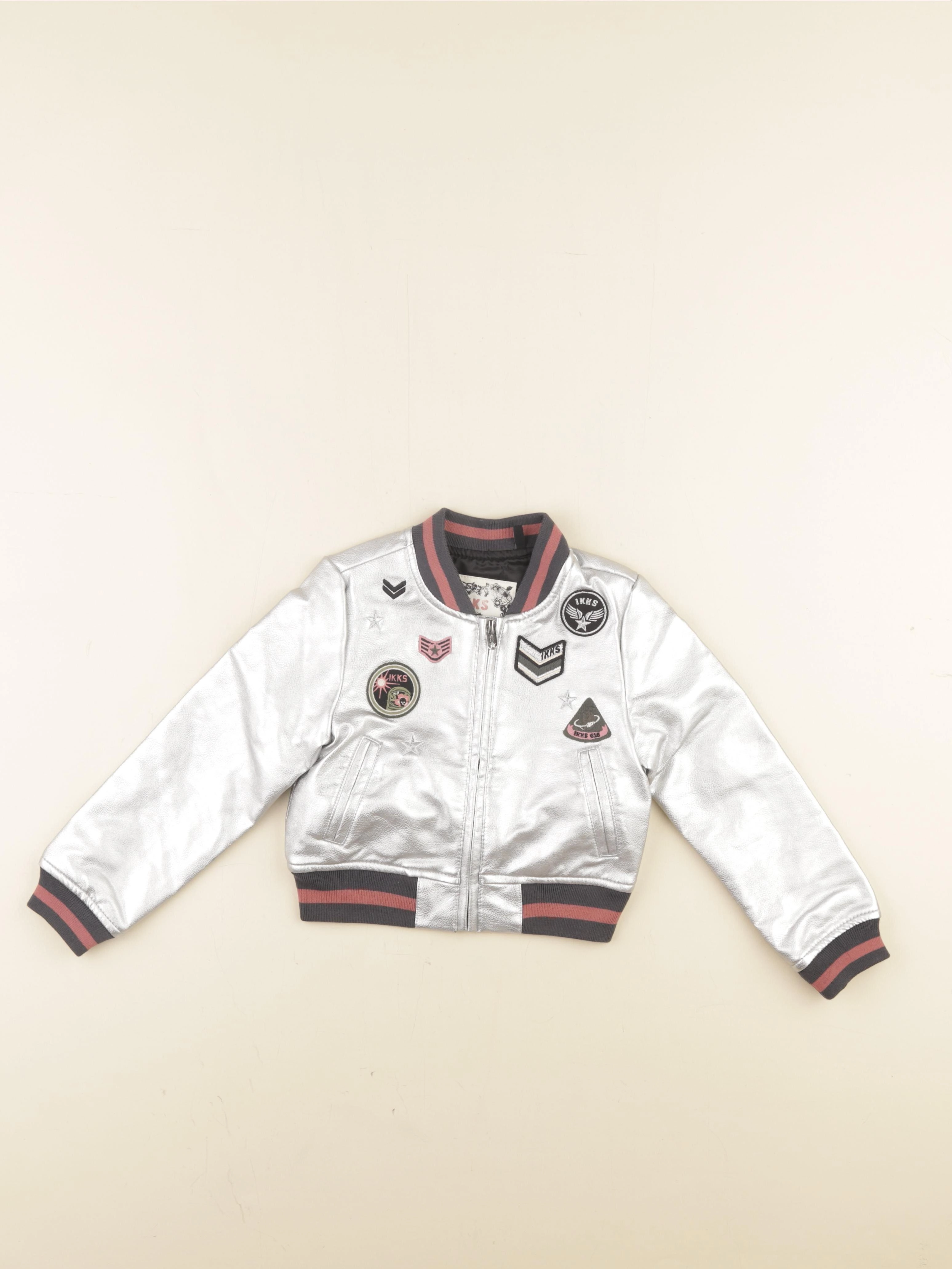 IKKS - veste simili cuir argent - 3 ans