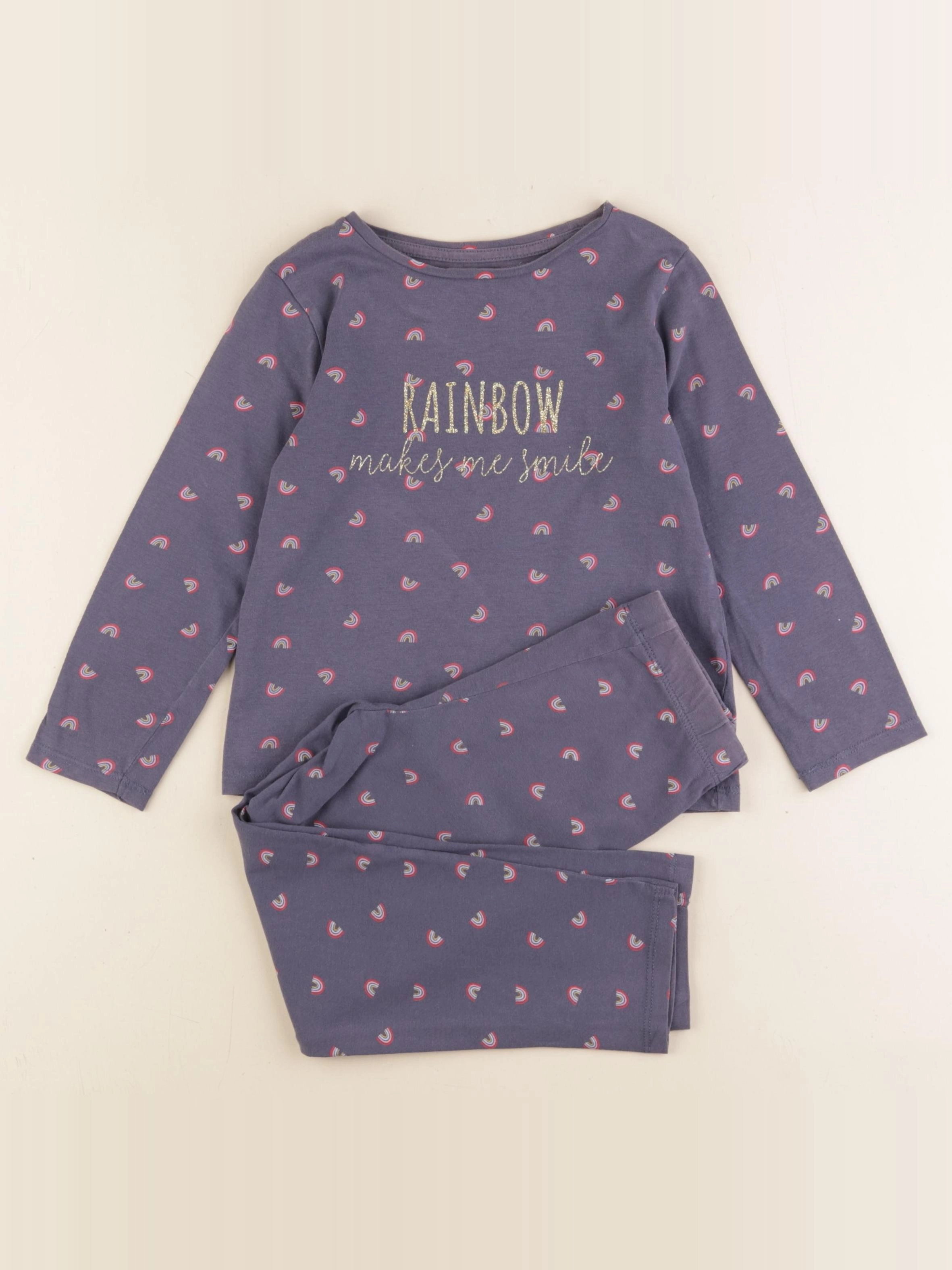 Vertbaudet - pyjama coton bleu, rose - 5 ans