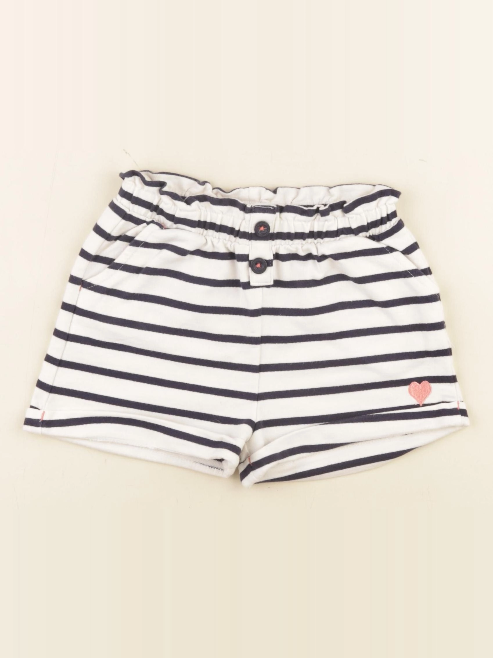 Vertbaudet - short blanc, bleu - 5 ans