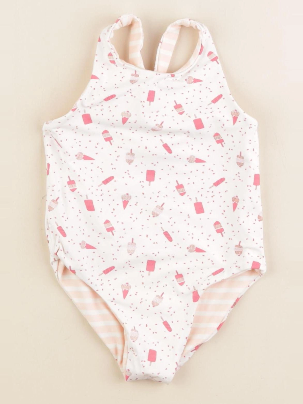 Vertbaudet - maillot de bain blanc, rose - 24 mois